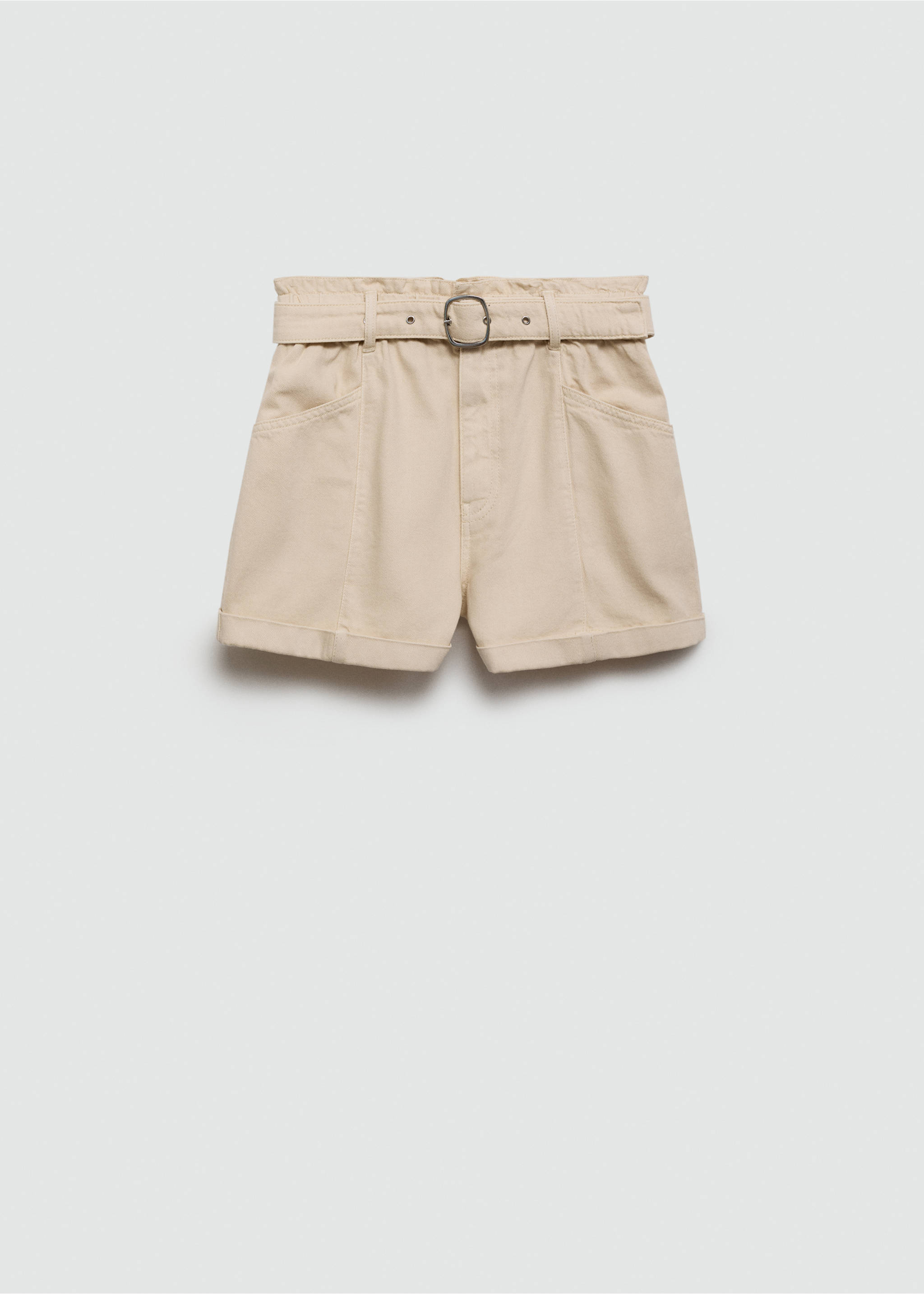 Jeans-Shorts mit Gürtel - Artikel ohne Model, Ecru. Ref: 77040278-00.
