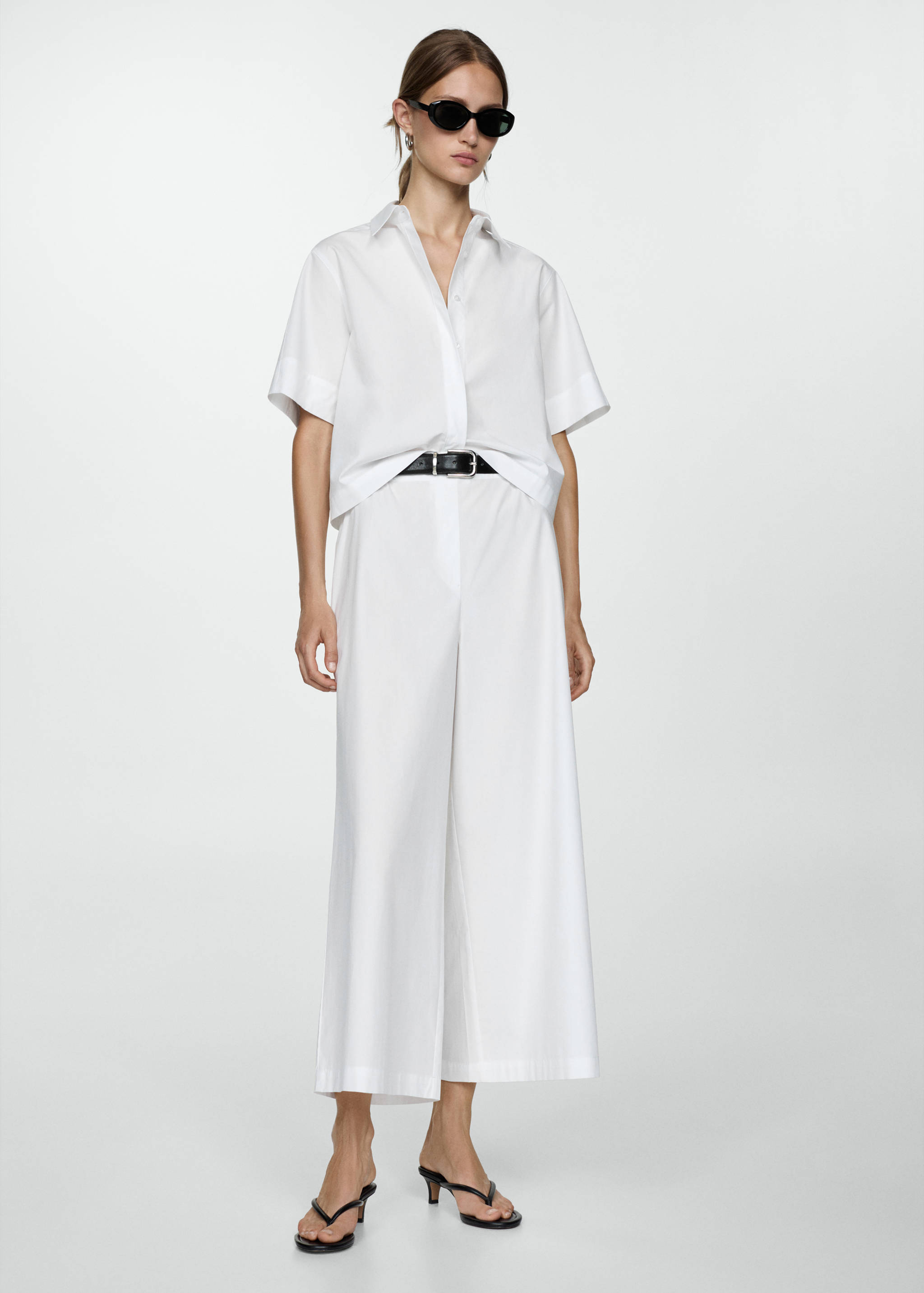 Katoenen blouse met korte mouwen - Overzichtstekening