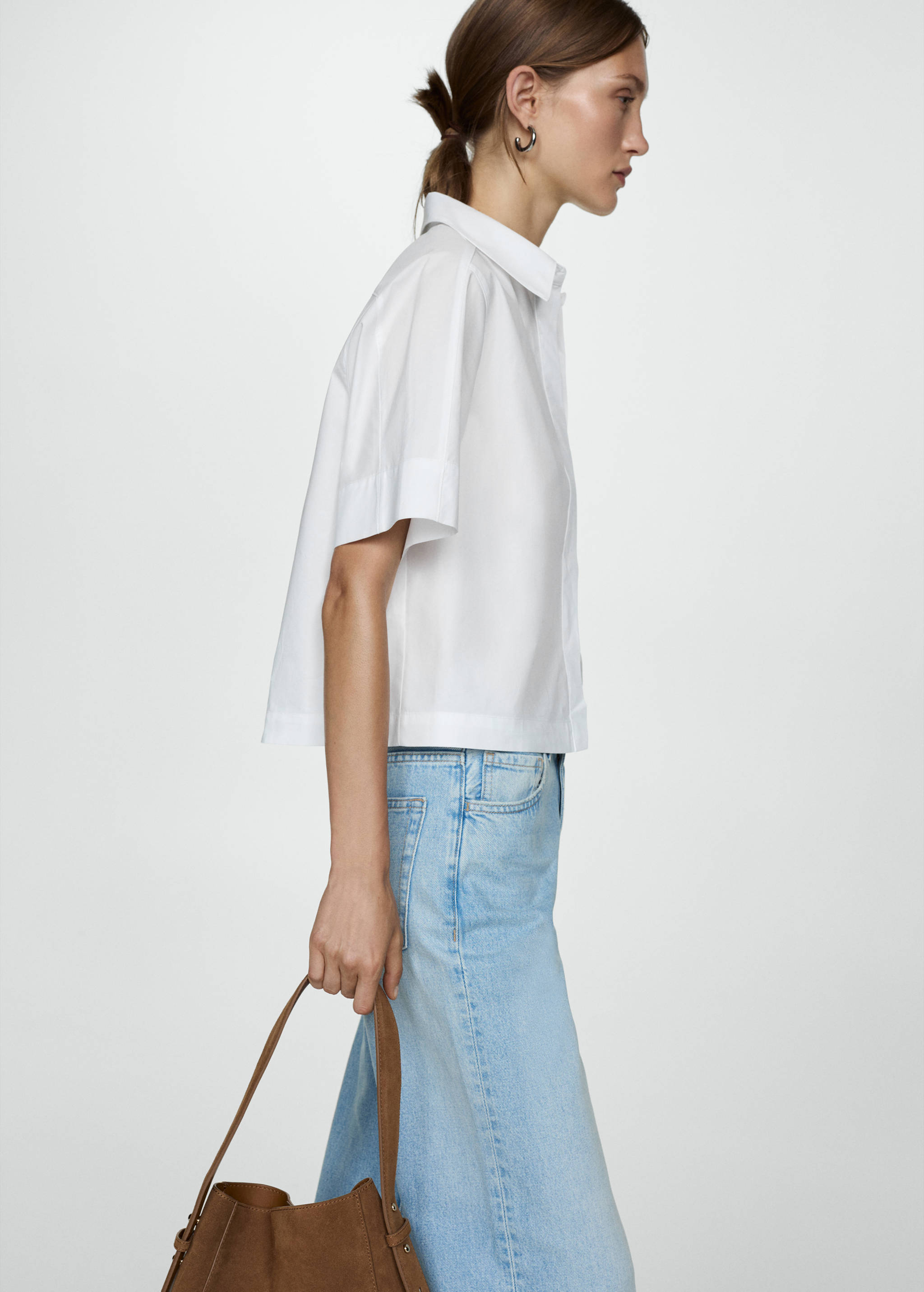 Katoenen blouse met korte mouwen - Middenvlak