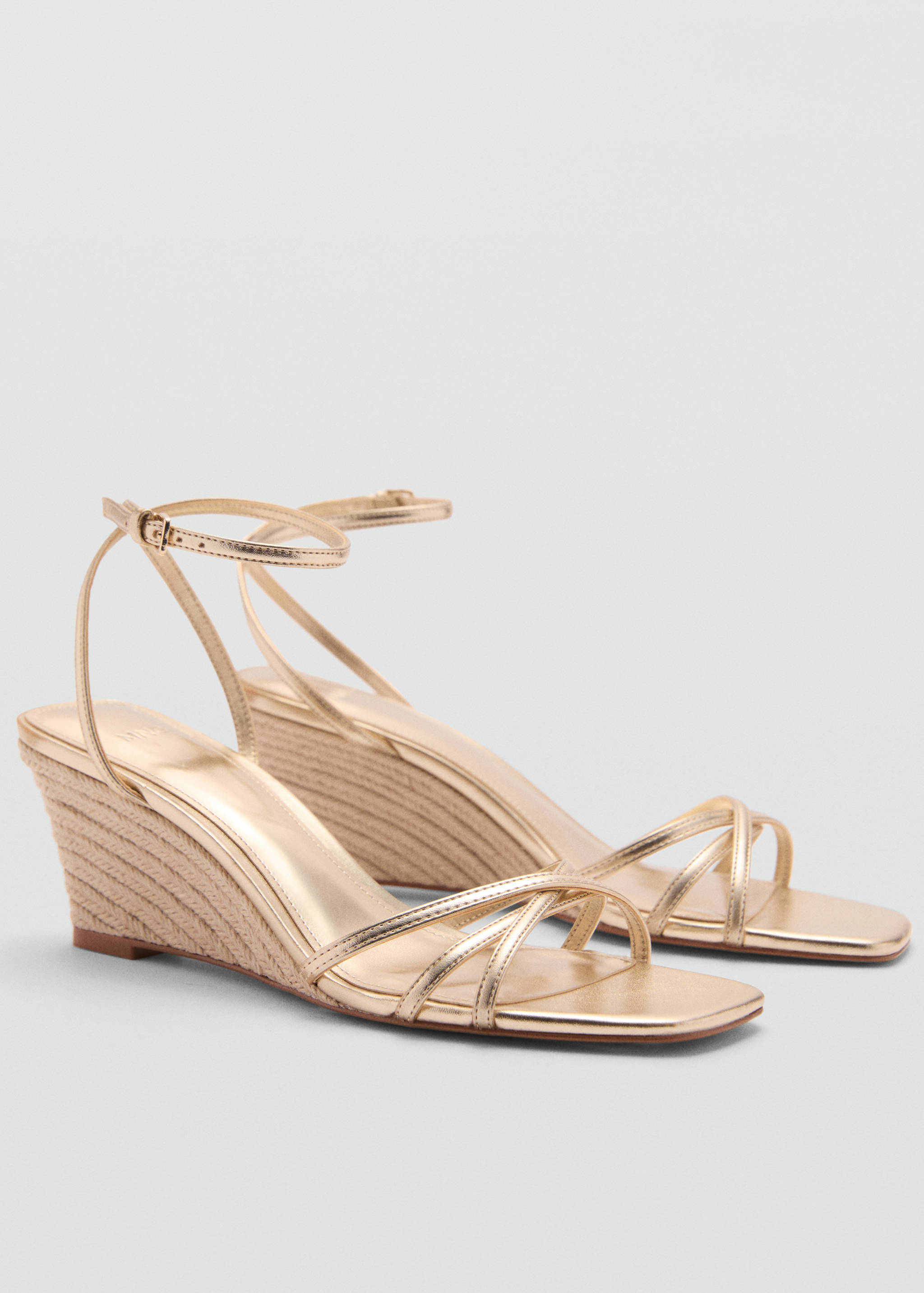 Metallic wedge sandals with straps - Medium plane
