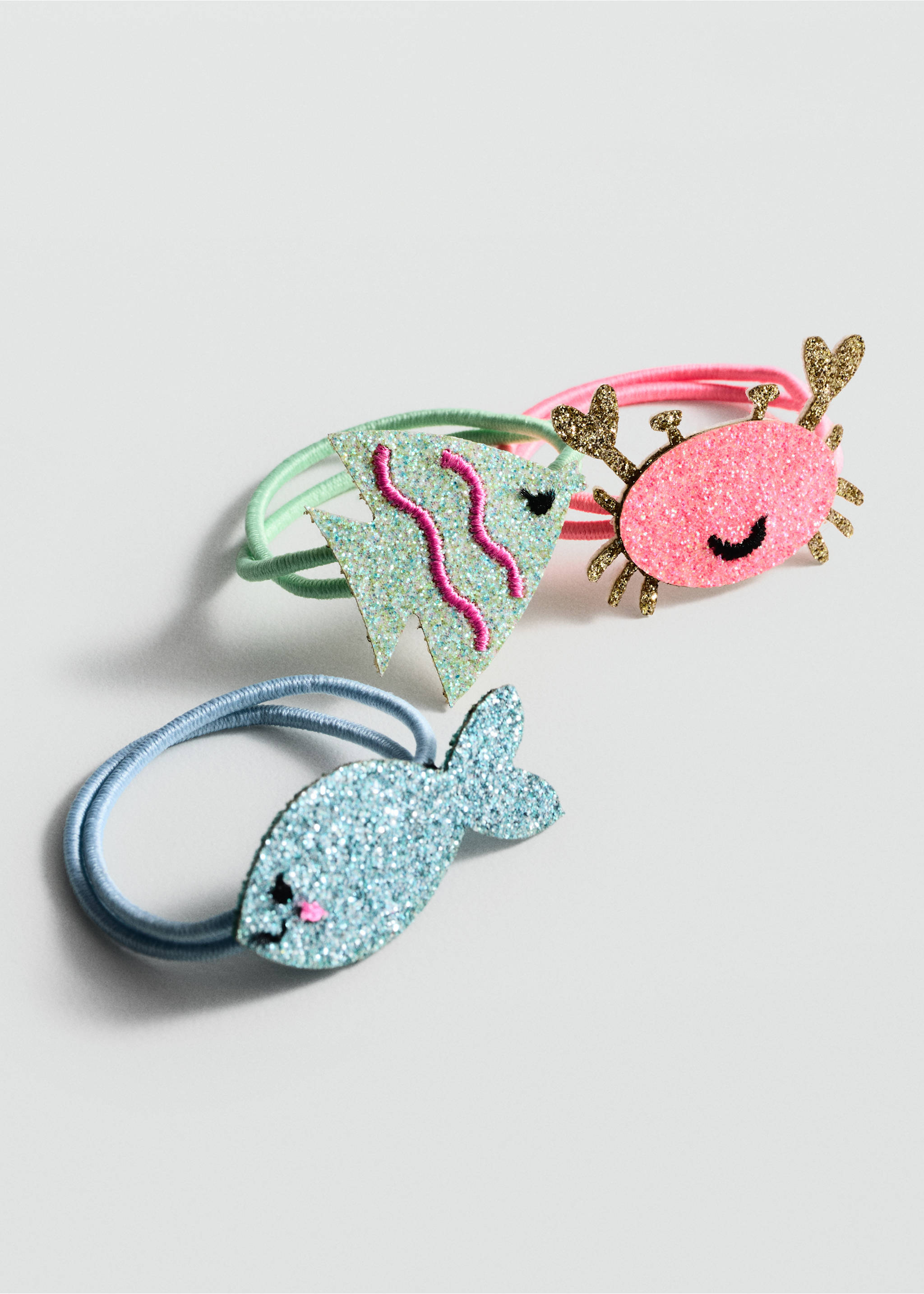 3er-Pack Glitter-Haargummis - Mittlere Ansicht, Rosa. Ref: 77040327-00.