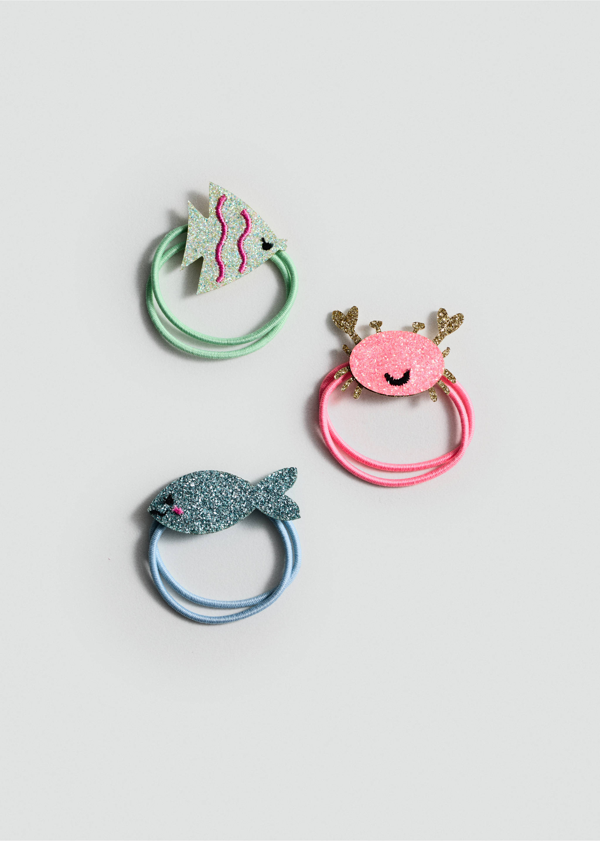 3er-Pack Glitter-Haargummis - Artikel ohne Model, Rosa. Ref: 77040327-00.