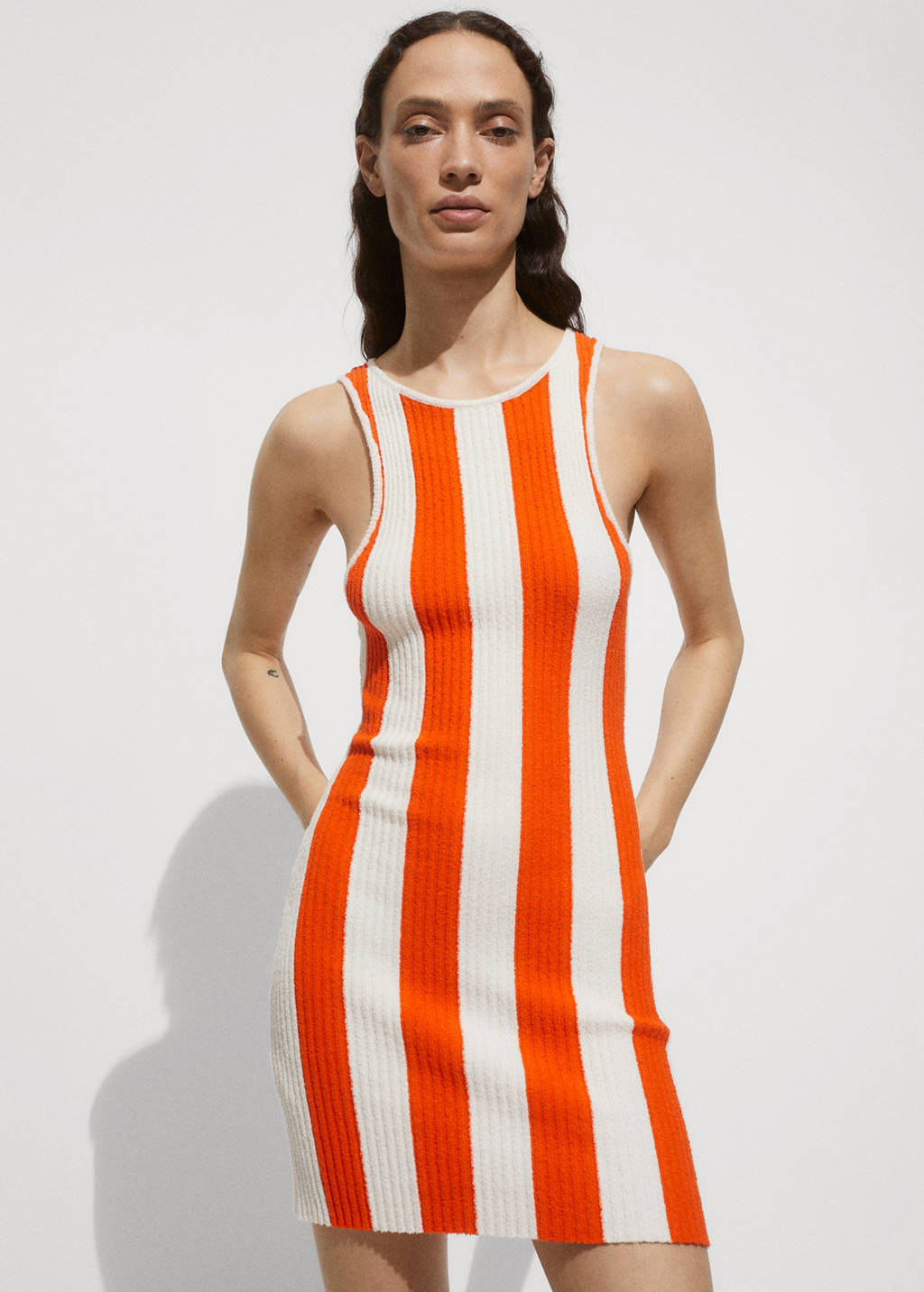 Ribbed knitted dress with stripes - Women | MANGO OUTLET USA