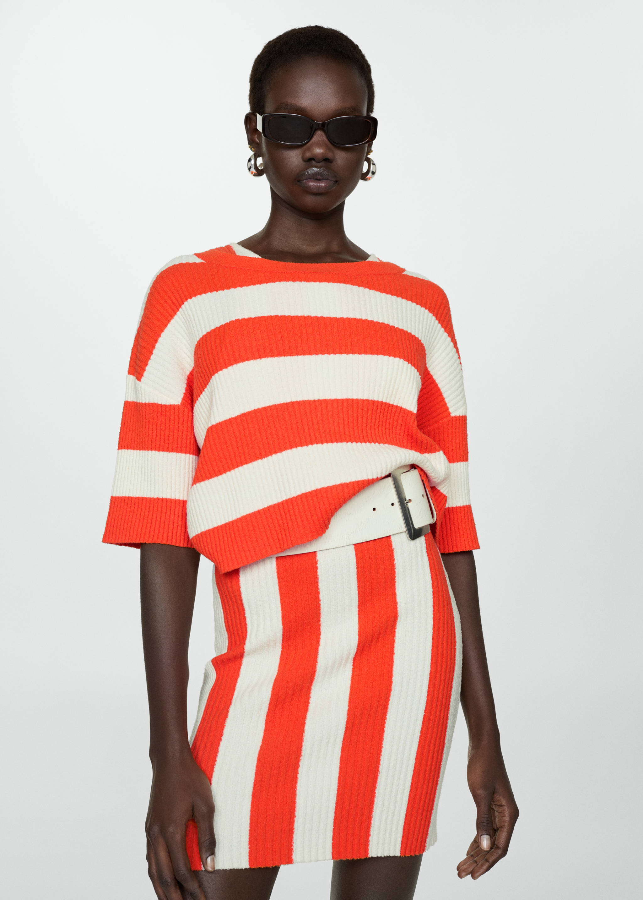 Ribbed knitted dress with stripes - Women | MANGO OUTLET USA