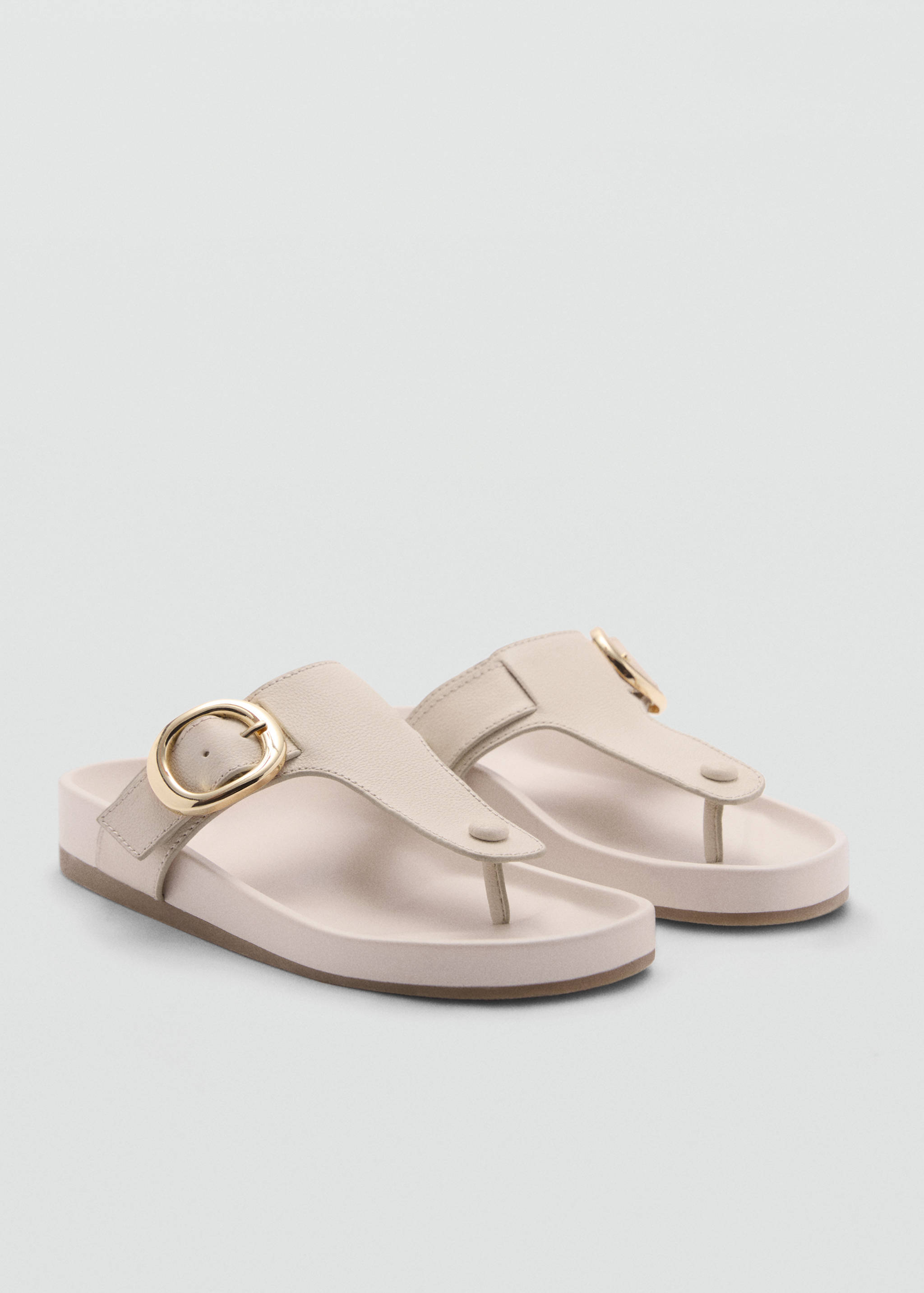 Buckle leather sandals - Medium plane