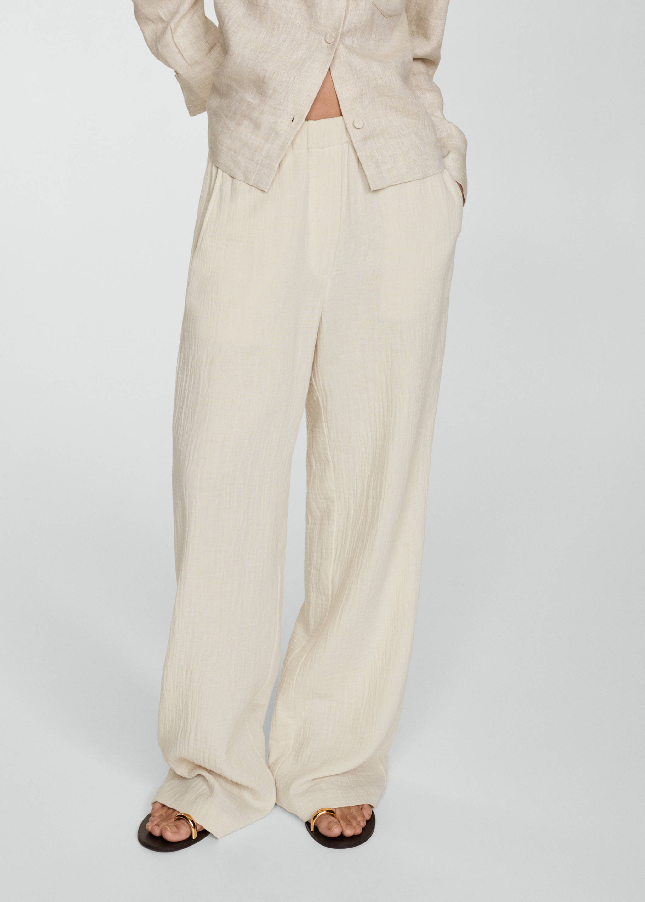 Cotton wide leg trousers - Medium plane
