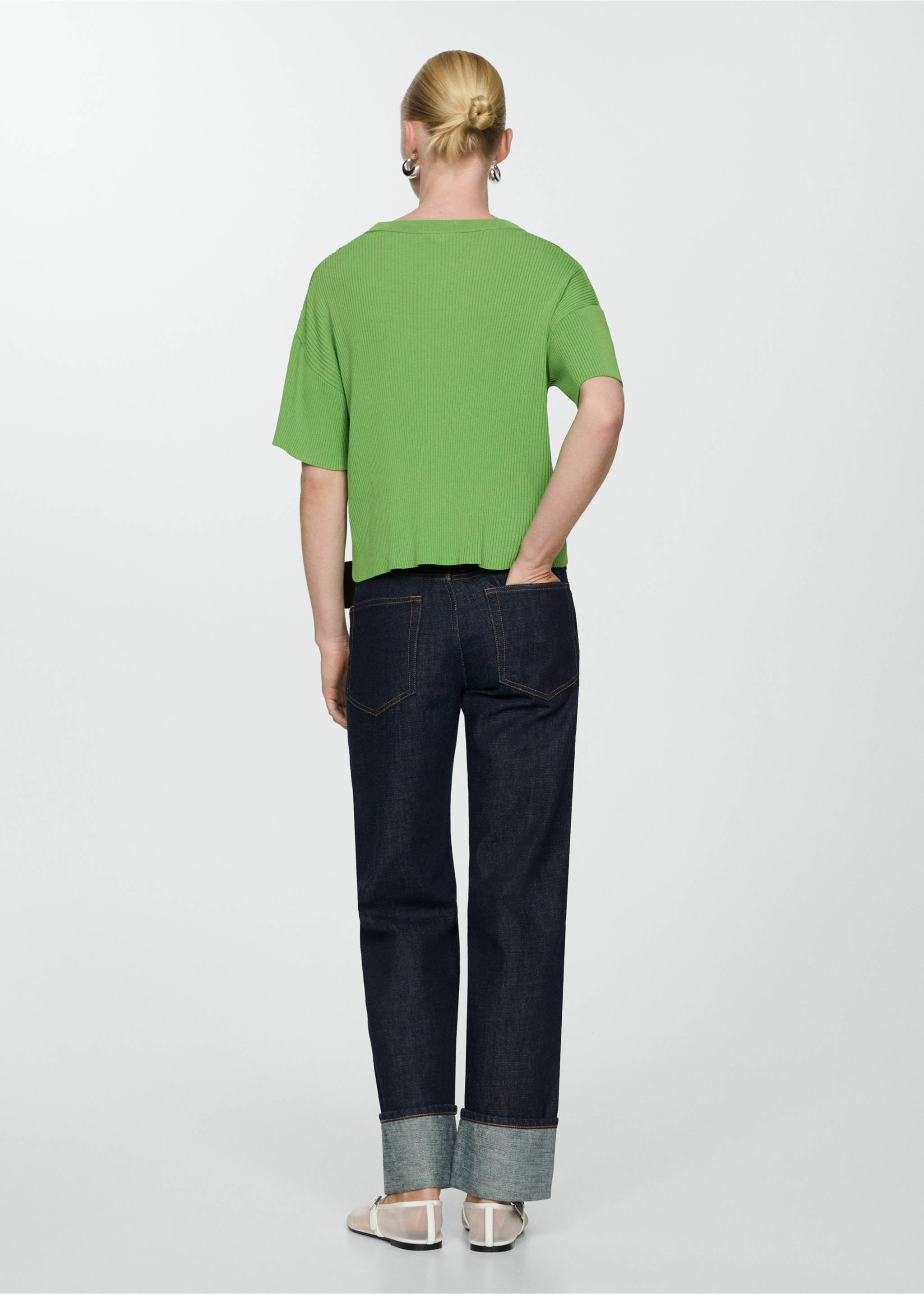 Maglietta maglia a coste - Retro dell'articolo, Verde. Ref: 77040340-00.