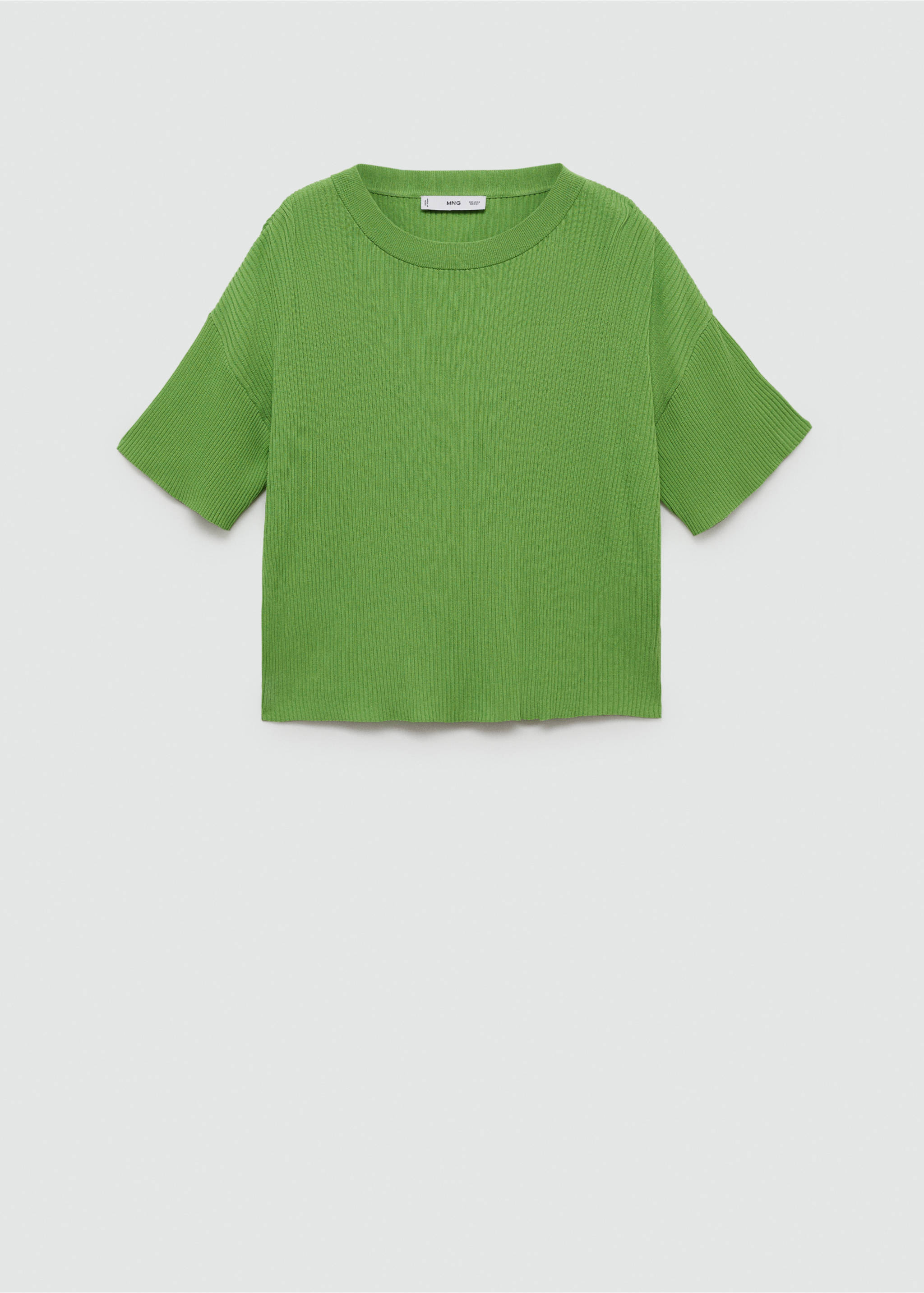 Ribbed  knit t-shirt - Article without model, Green. Ref: 77040340-00.