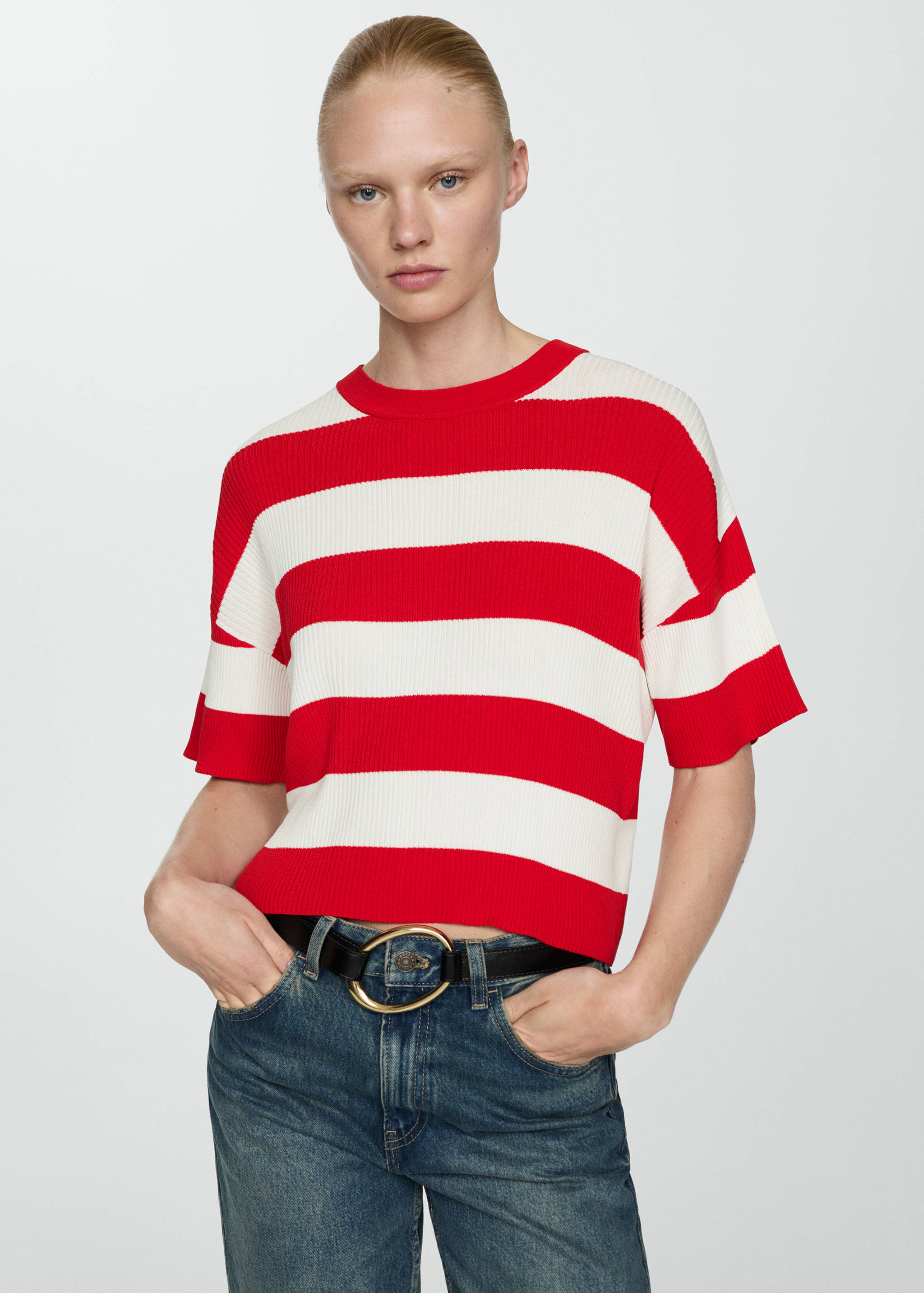 Ribbed  knit t-shirt - Medium plane