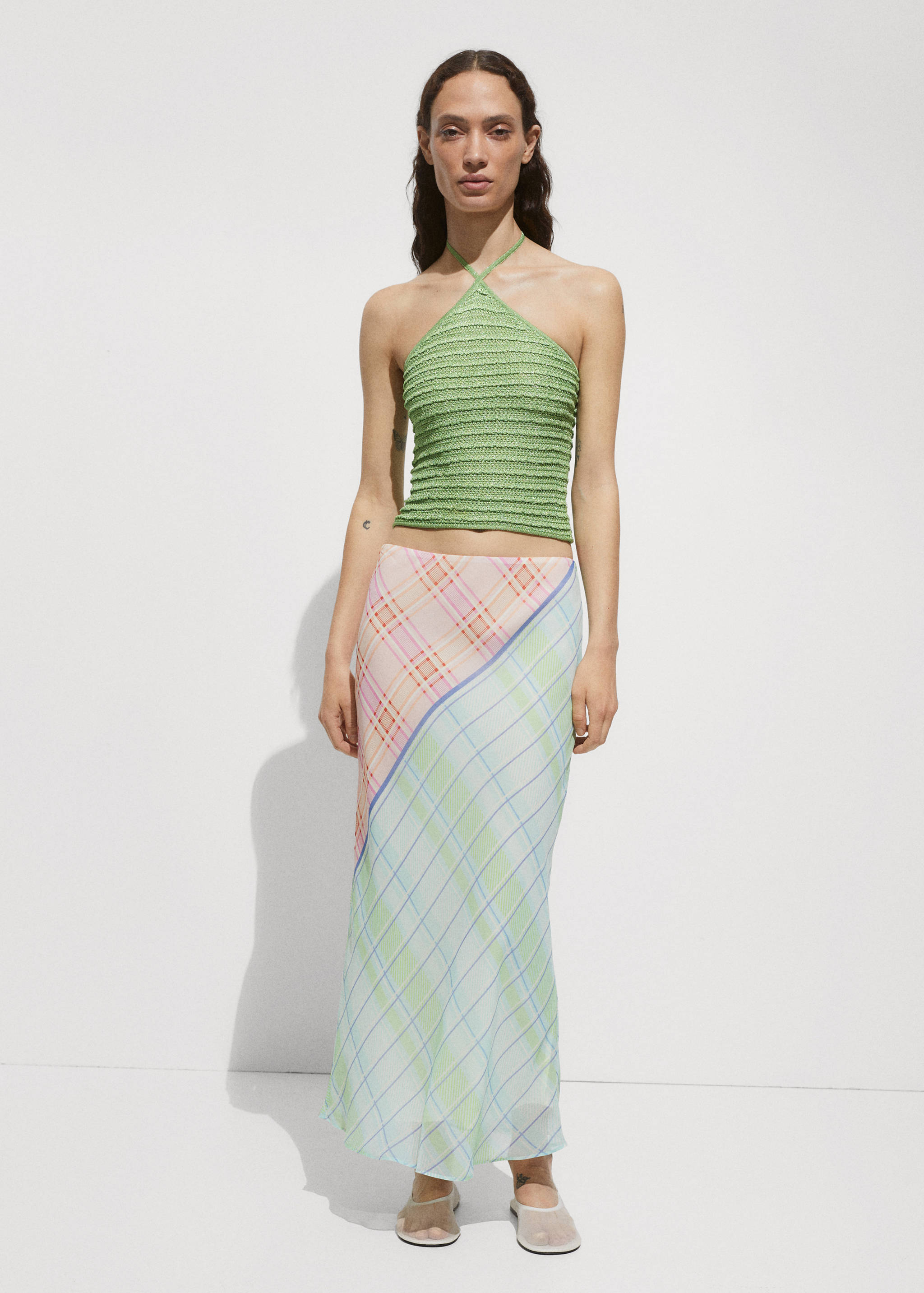 Halter nyakú kötött lurex top - Általános sík