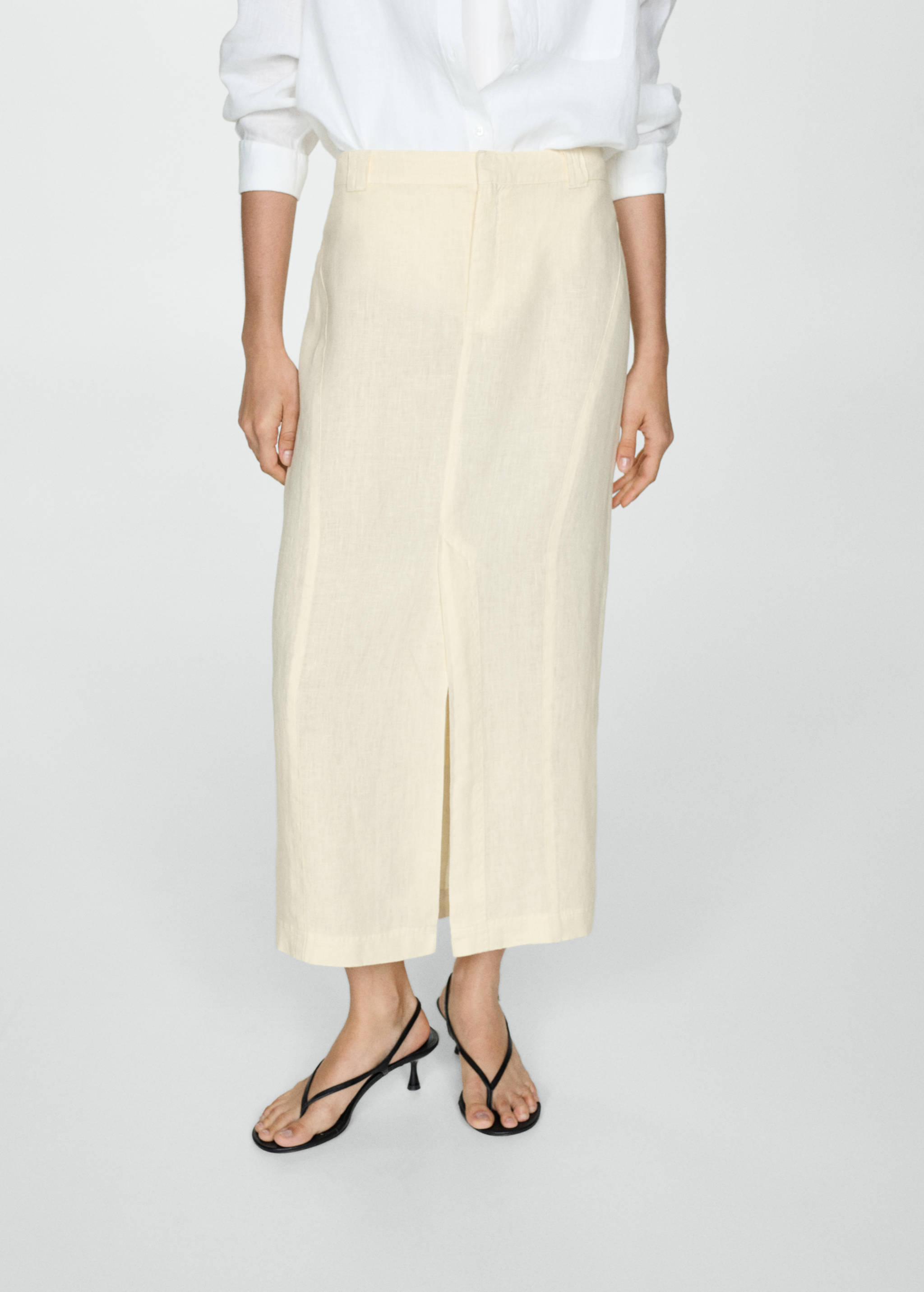 Linen skirt with slit - Medium plane
