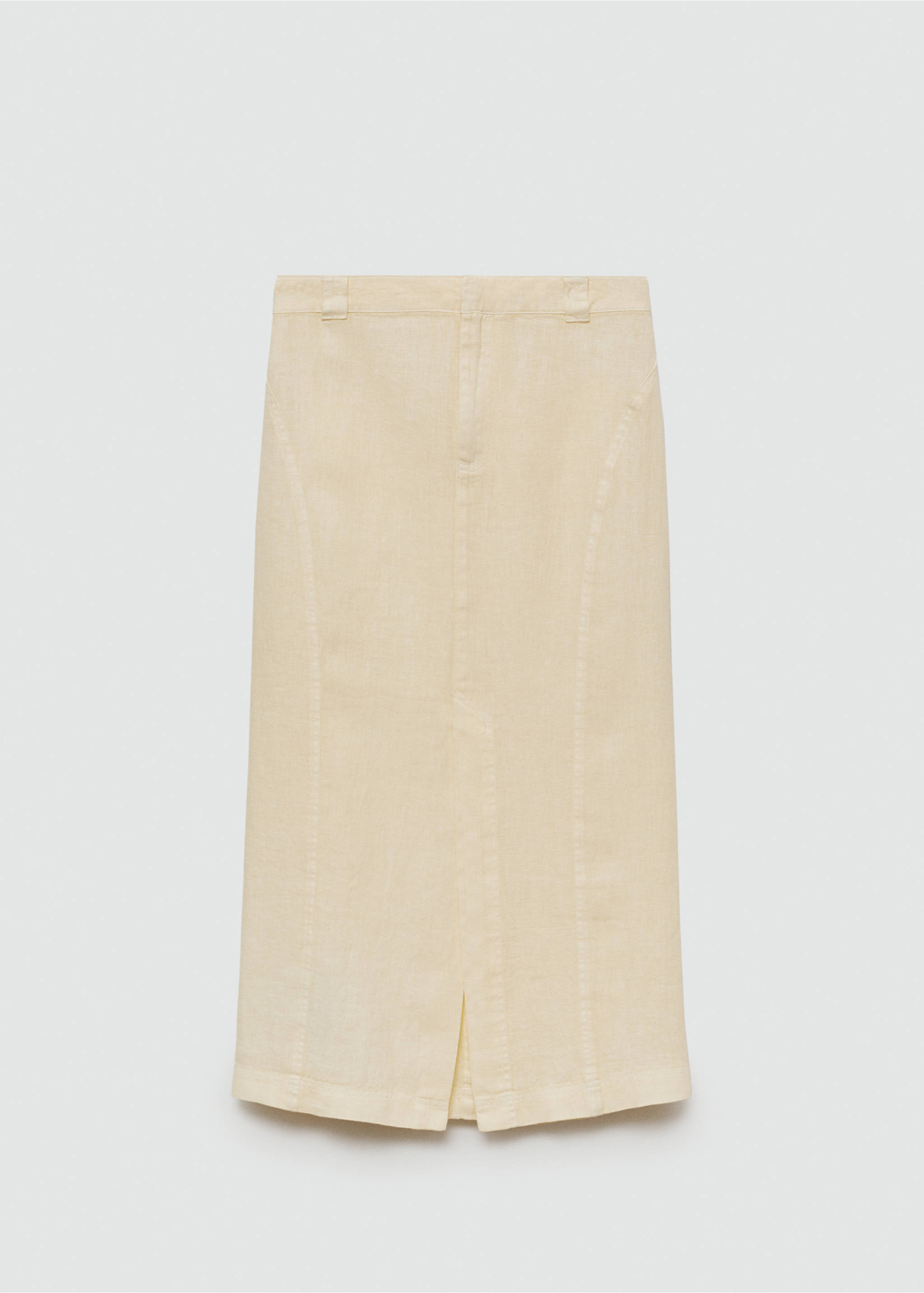 Linen skirt with slit - Article without model, Pastel Yellow. Ref: 77040348-00.
