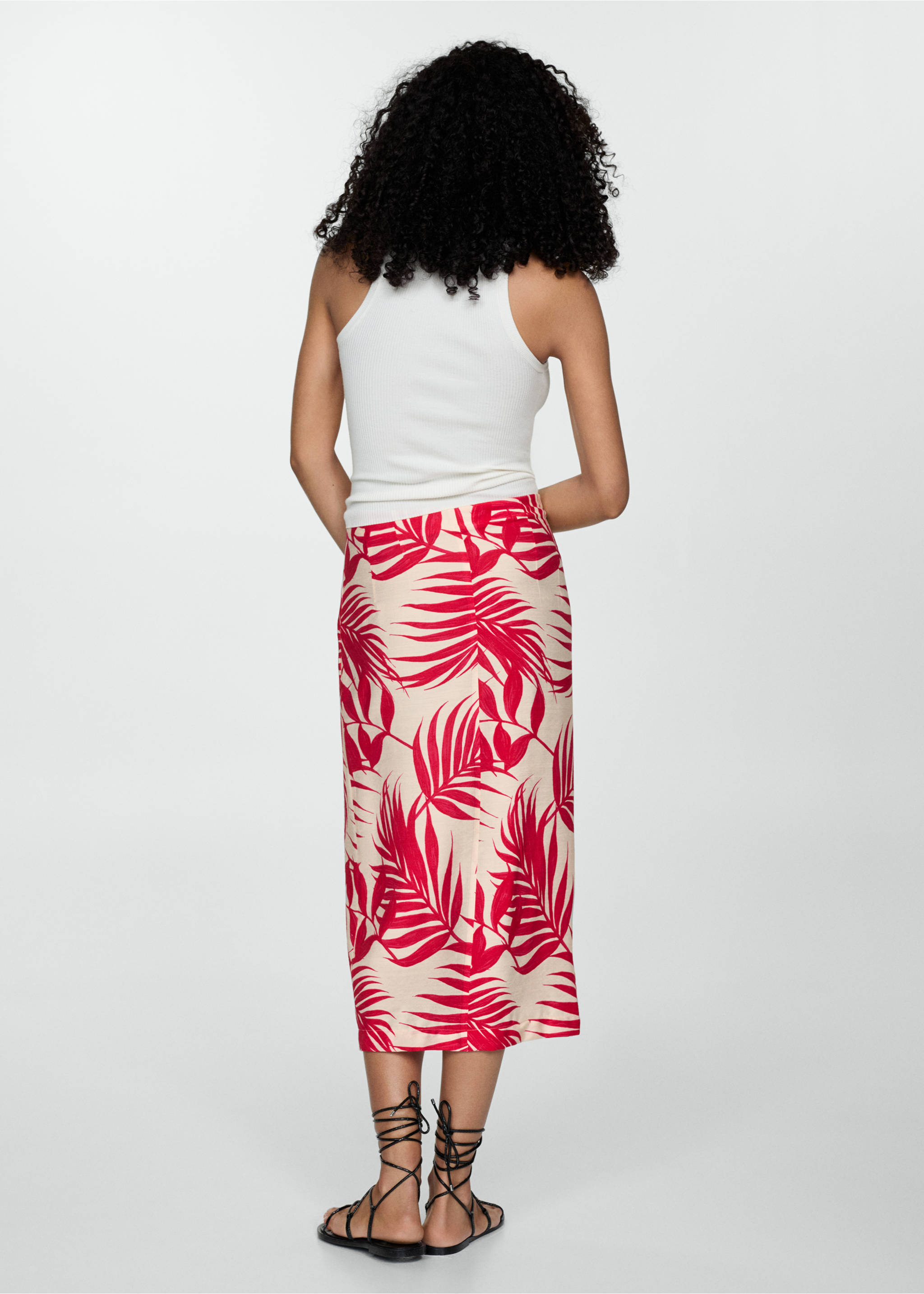 Printed skirt with slit - Reverse of the article, Ecru. Ref: 77040349-00.