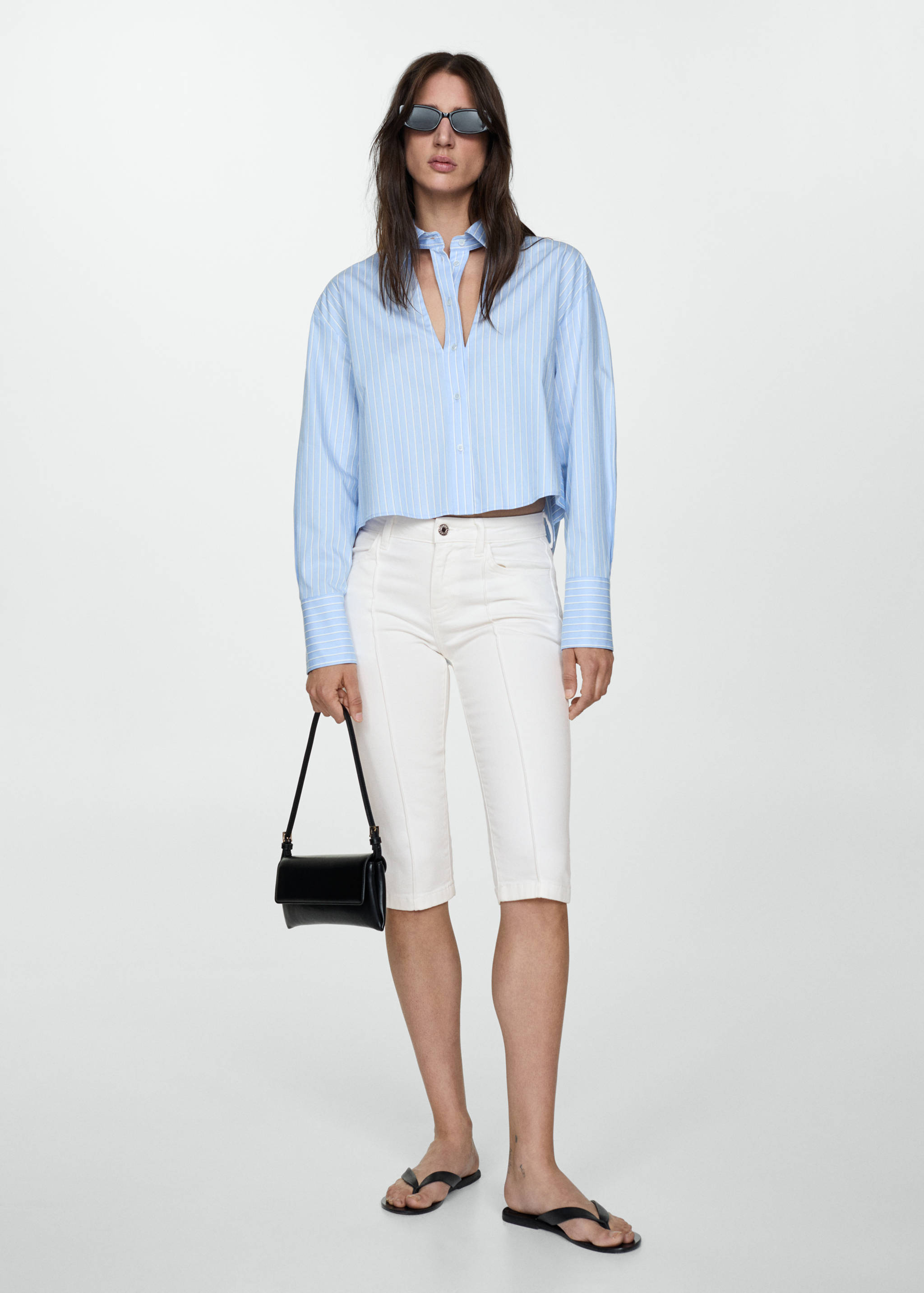 Slim-Capri-Jeanshose mit Ziernähten - Allgemeine Ansicht