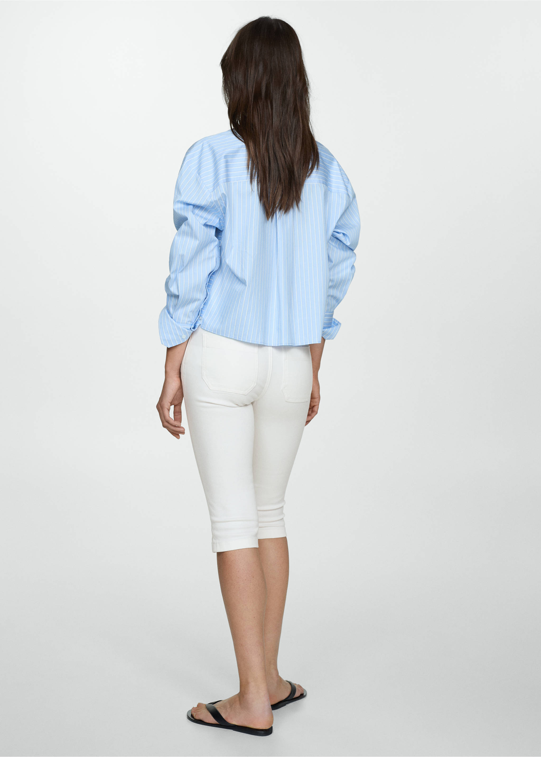 Jeans slim capri cuciture decorative - Retro dell'articolo, Bianco sporco. Ref: 77040355-00.