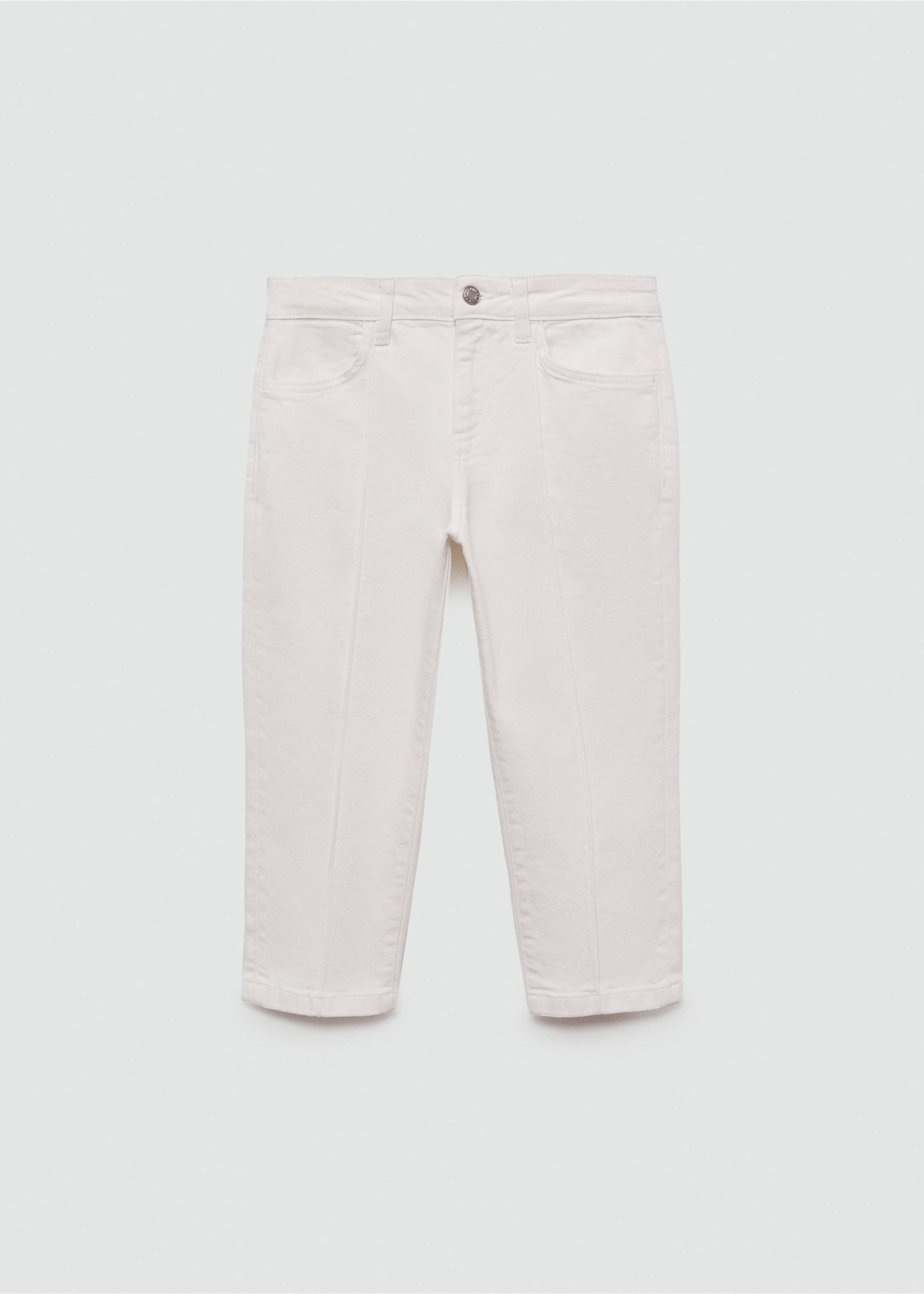 Jean slim capri coutures décoratives - Article sans modèle, Blanc cassé. Ref: 77040355-00.