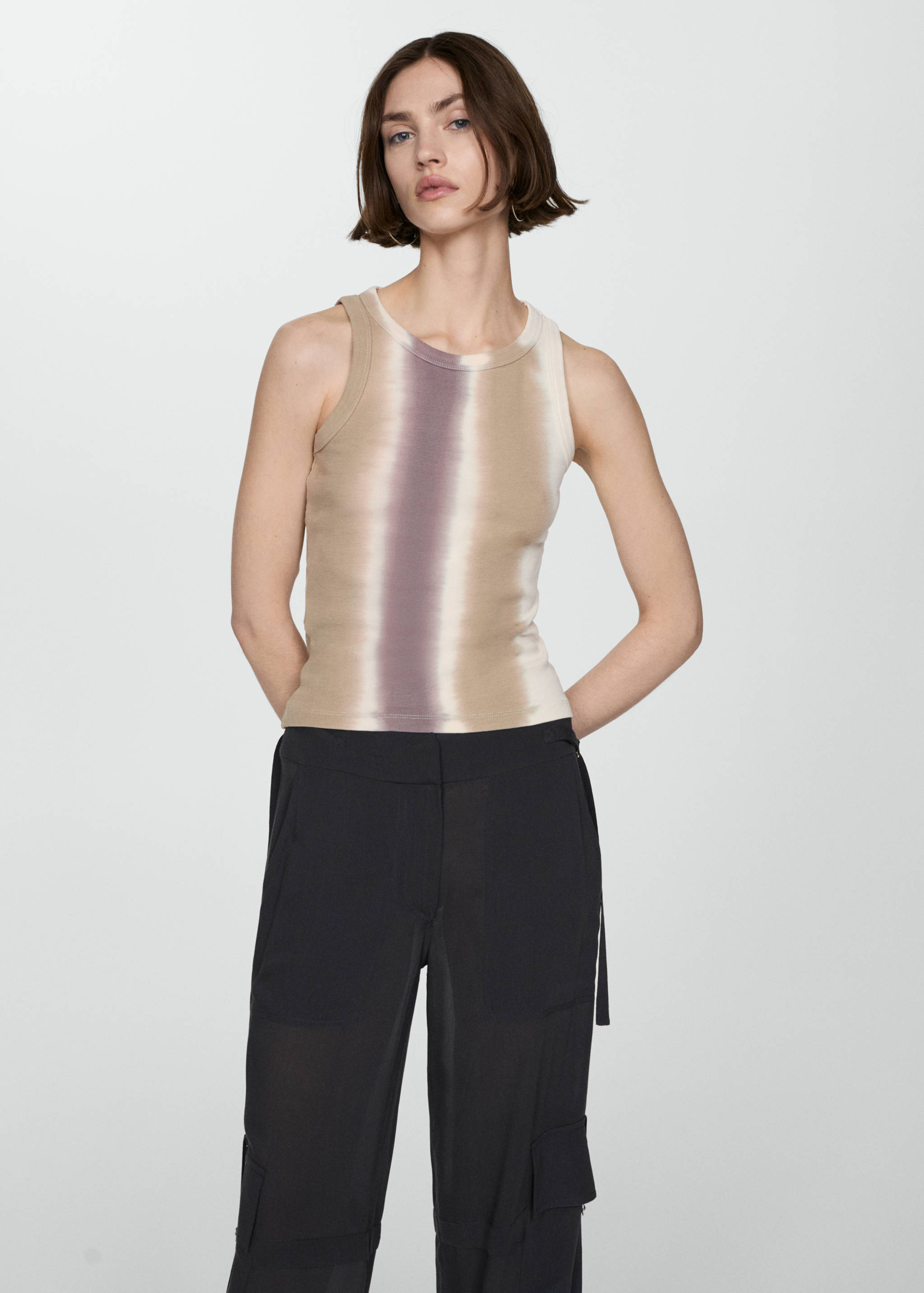 Geribde tie-dye top - Middenvlak