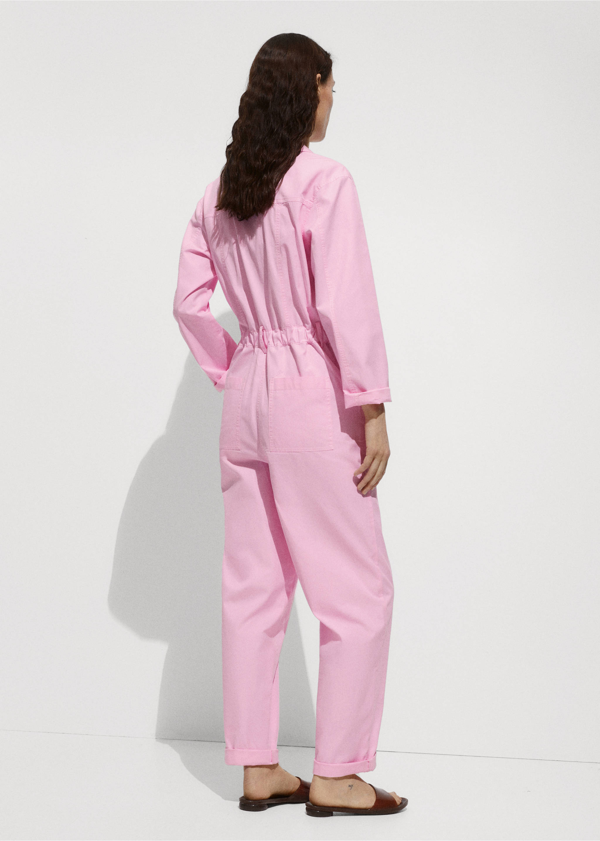 Jumpsuit with long drawstring - Reverse of the article, Pink. Ref: 77040362-00.