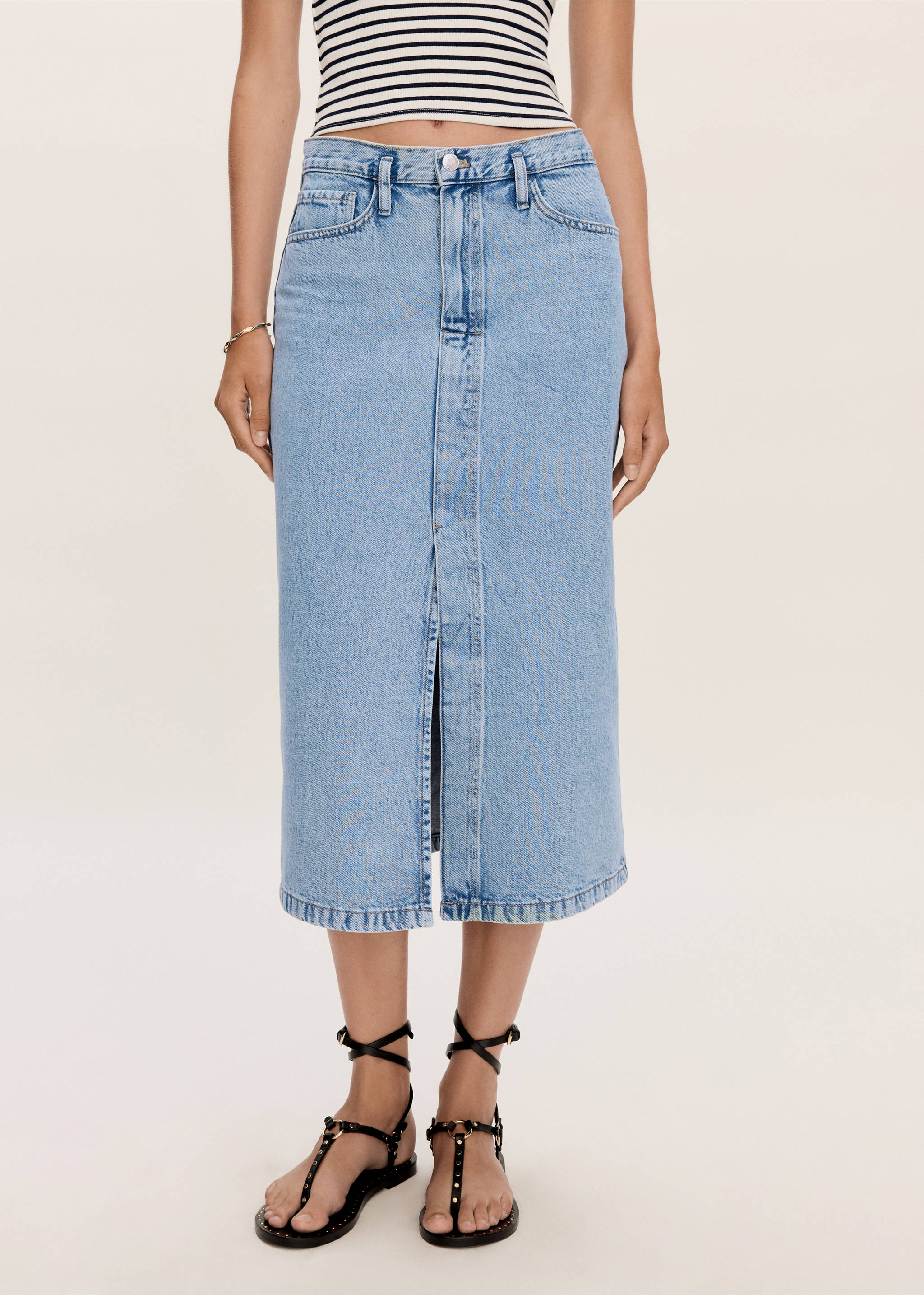 Farmerszoknya nyílásokkal - Felezősík, Világoskék. Ref: 77040364-00.