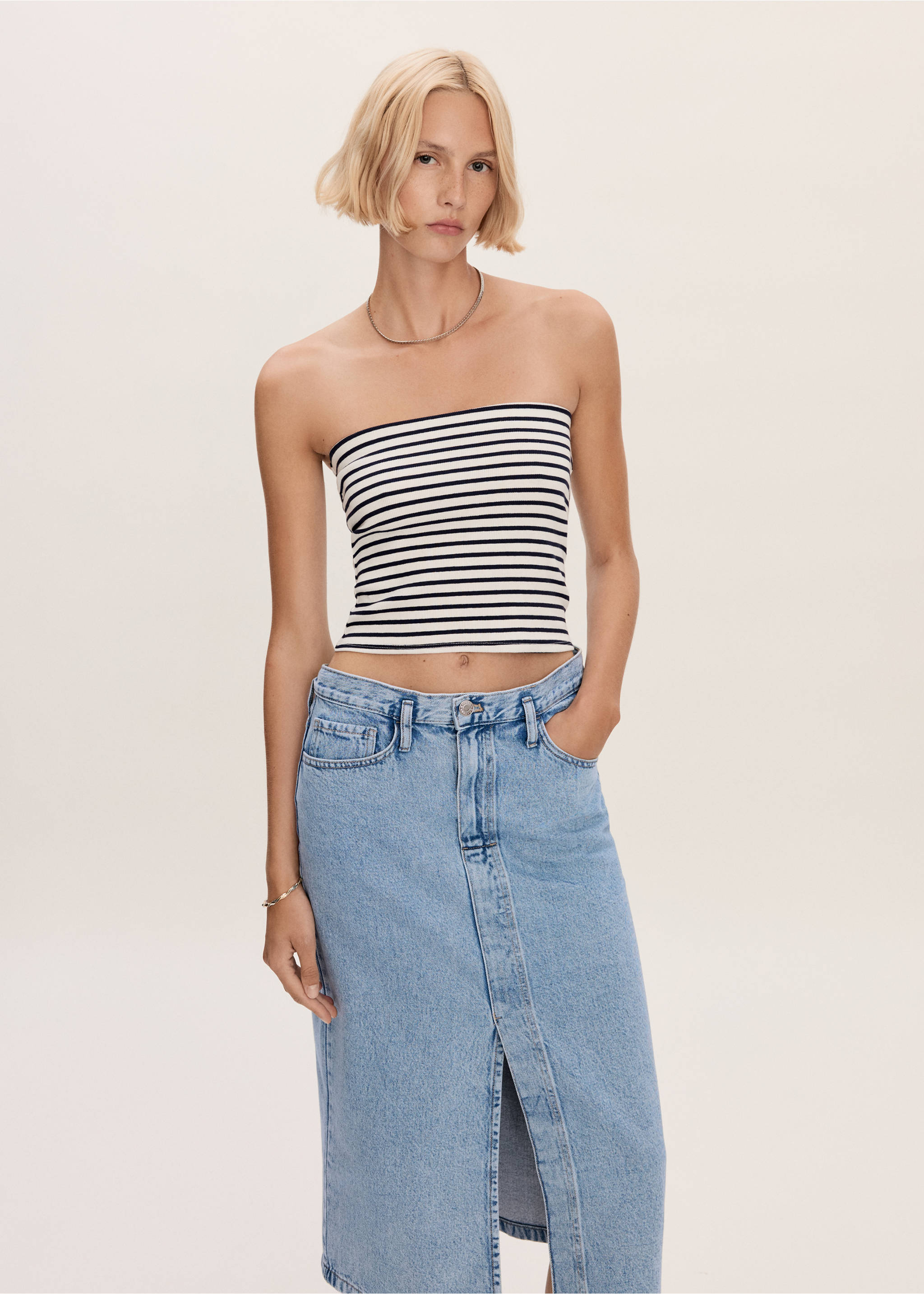 Farmerszoknya nyílásokkal - A termék adatai 1, Világoskék. Ref: 77040364-00.