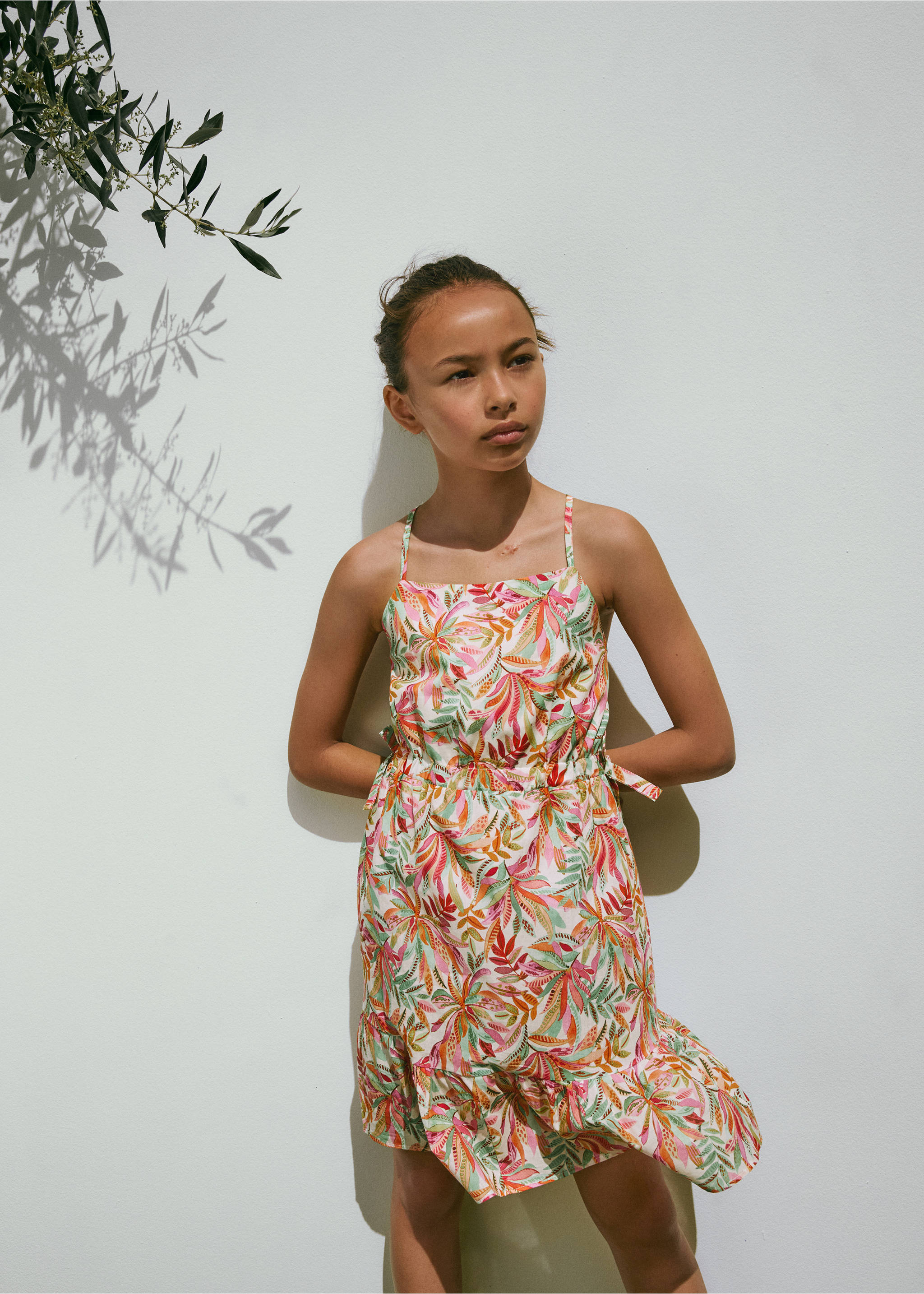 Tropical print dress - Details of the article 5, Green. Ref: 77040375-00.