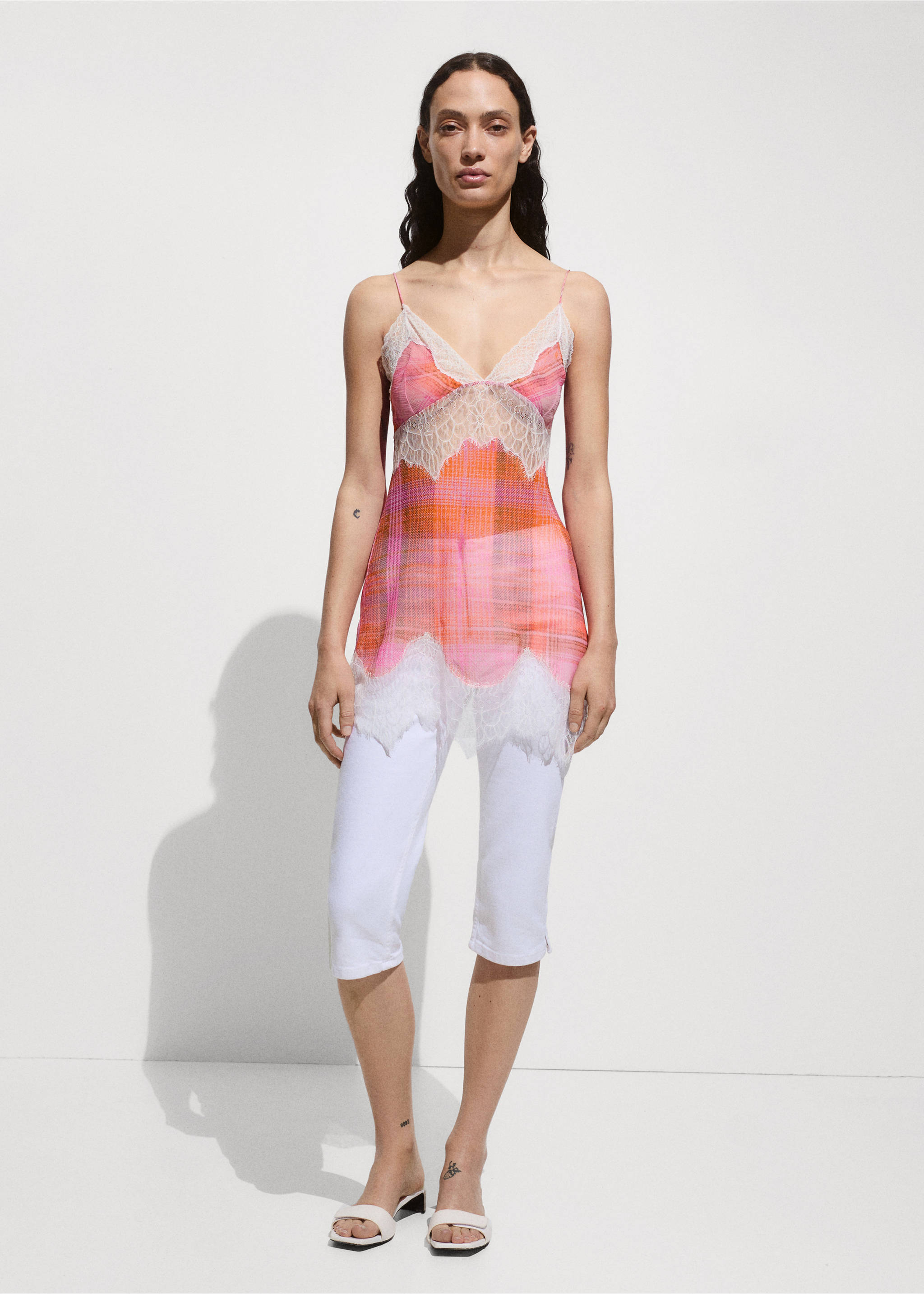 Printed lace top - General plane, Orange. Ref: 77040384-00.