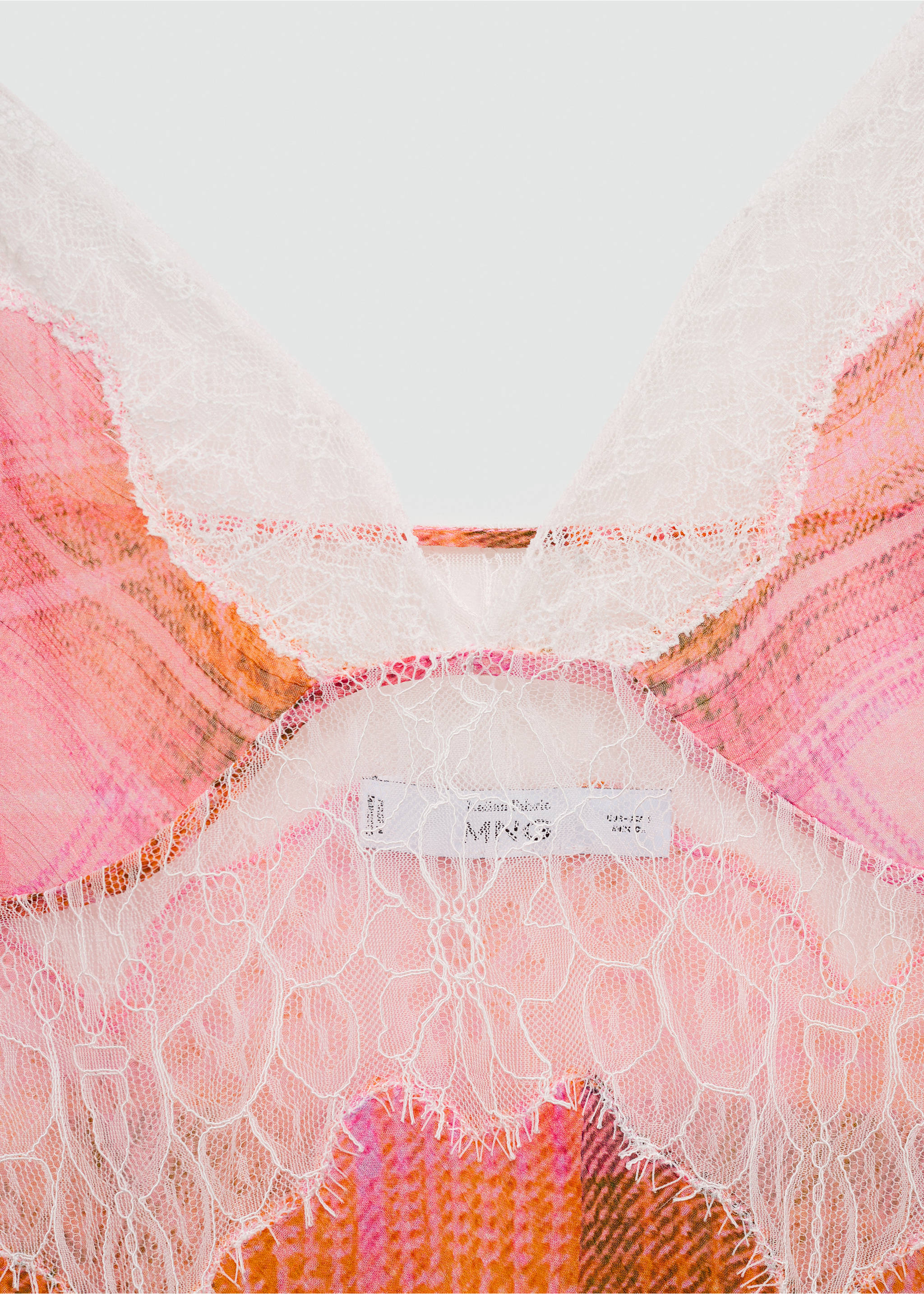 Printed lace top - Details of the article 8, Orange. Ref: 77040384-00.