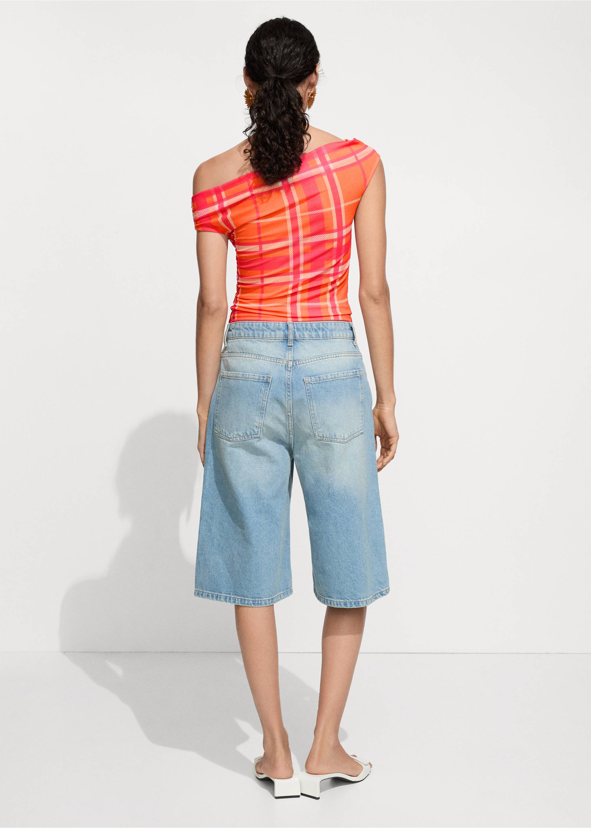 Printed boat-neck top - Reverse of the article, Orange. Ref: 77040386-00.