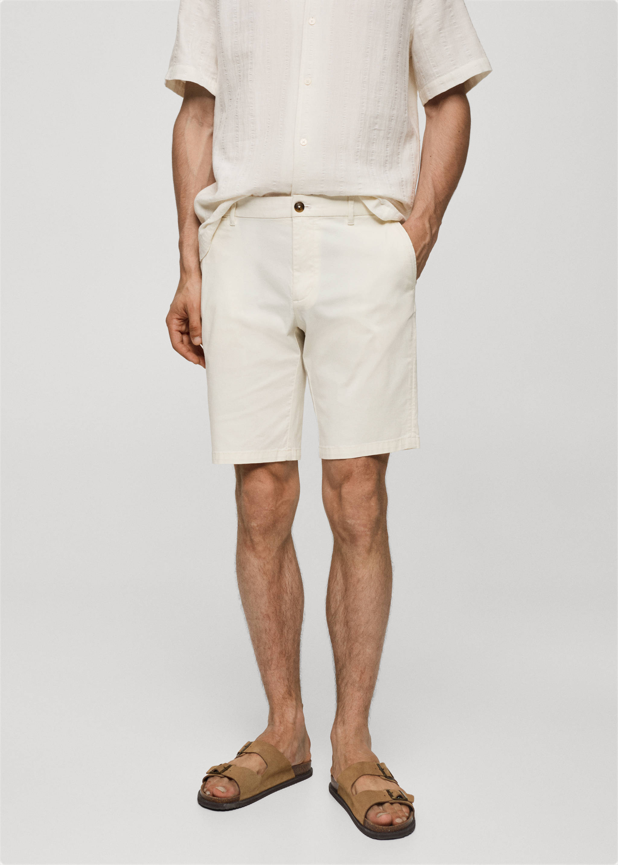 Slim-fit chino cotton bermuda shorts - Medium plane