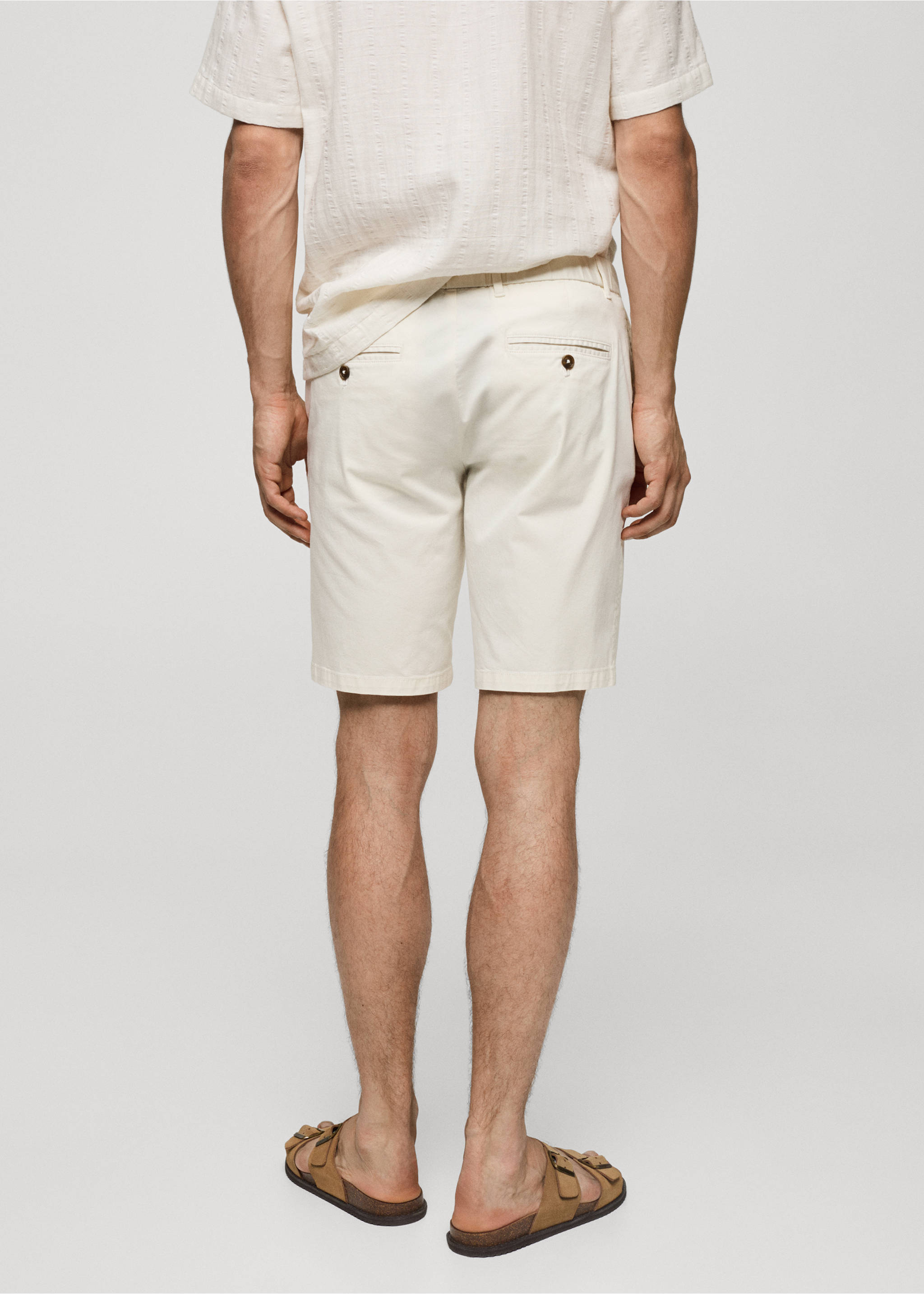 Slim-fit chino cotton bermuda shorts - Reverse of the article, Off White. Ref: 77040564-00.