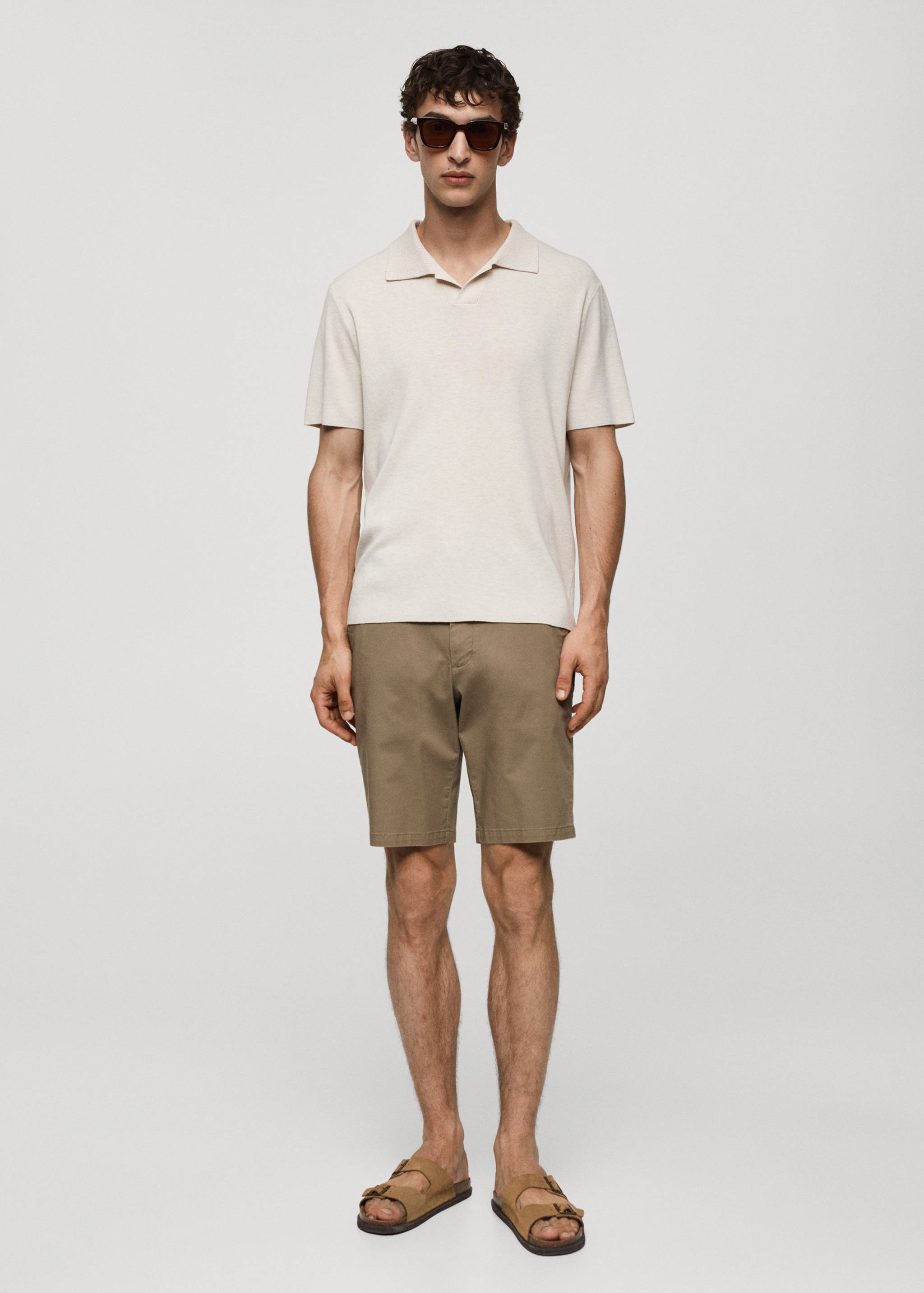 Slim-fit chino cotton bermuda shorts - General plane