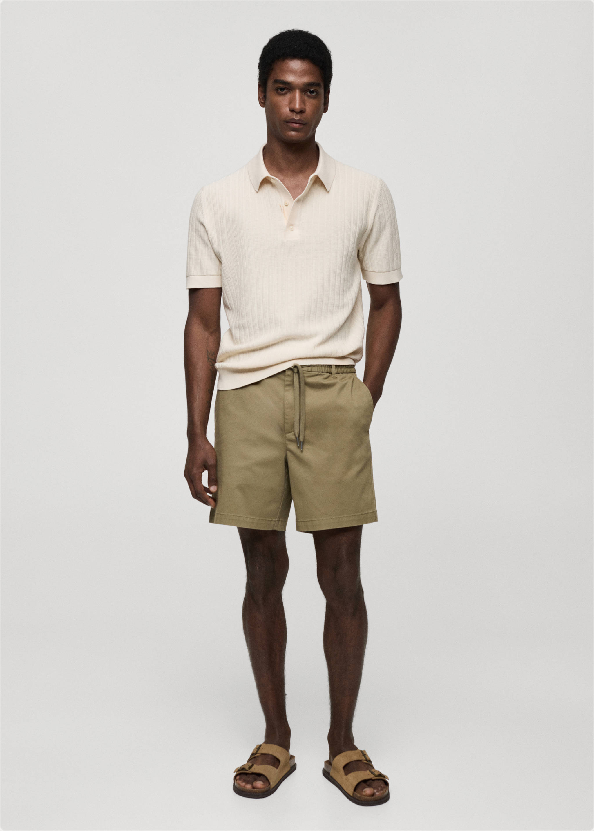 Cotton shorts with drawstring - General plane