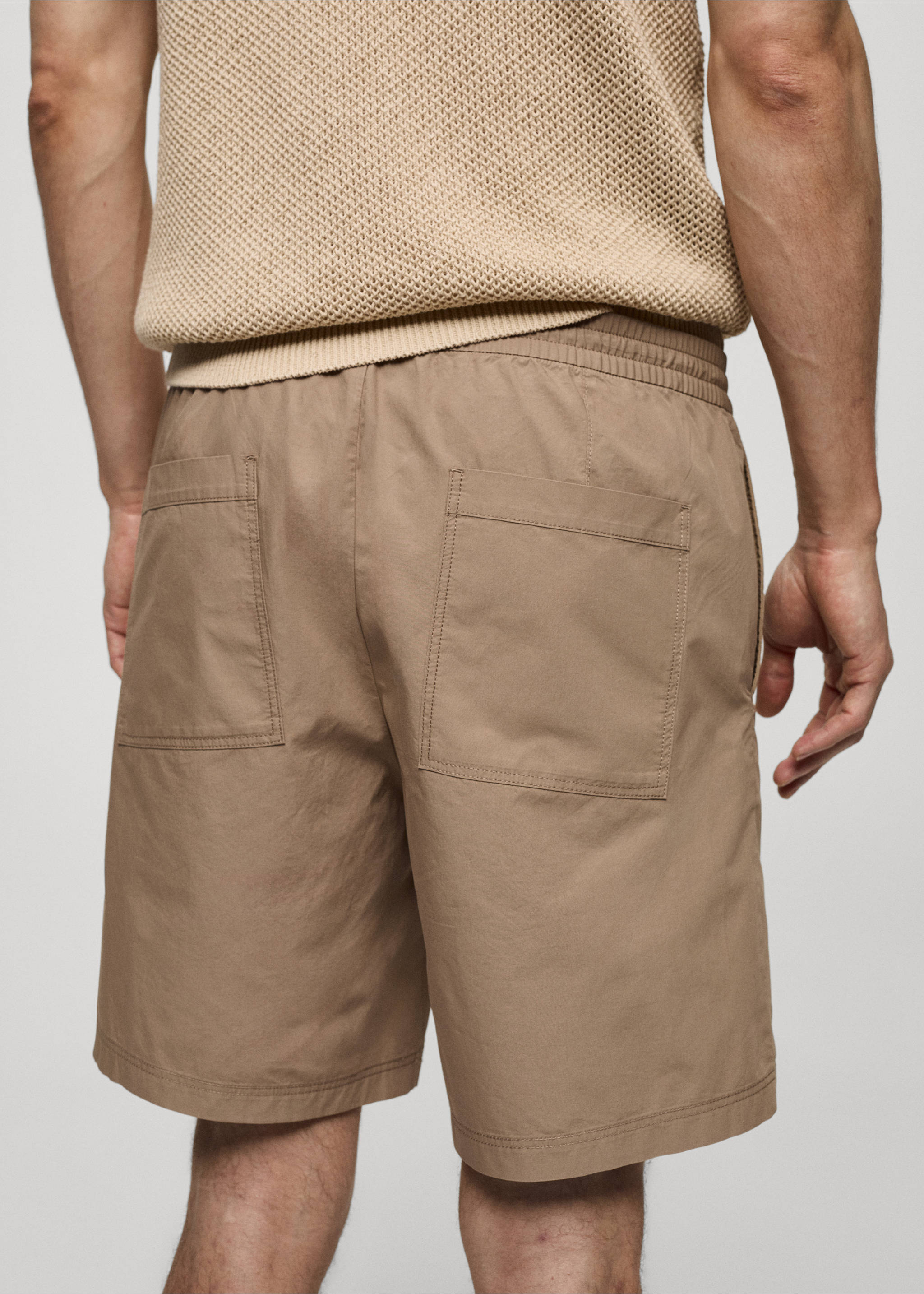 100% cotton bermuda shorts with drawstring - Details of the article 6, Beige. Ref: 77040566-00.