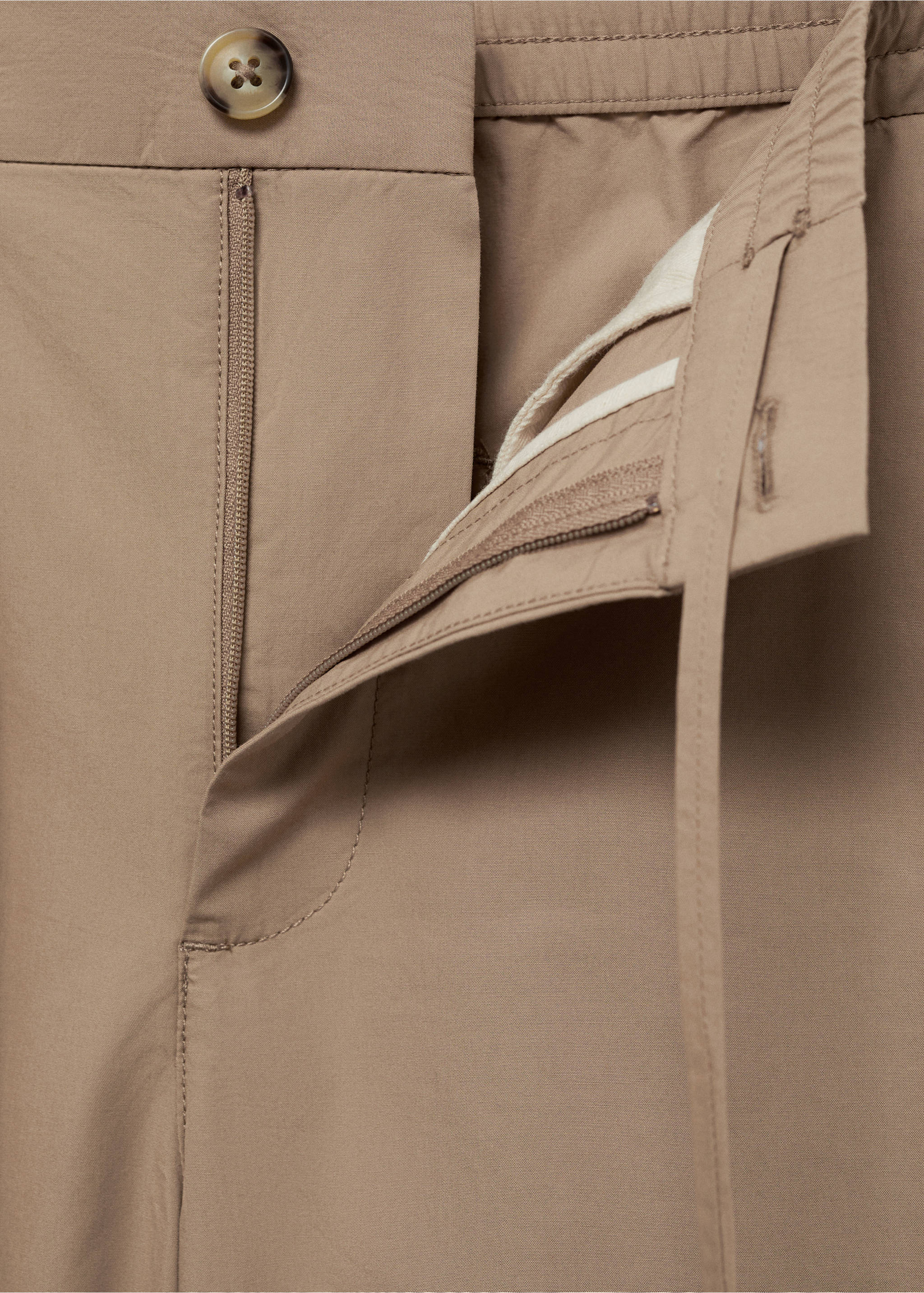 100% cotton bermuda shorts with drawstring - Details of the article 8, Beige. Ref: 77040566-00.