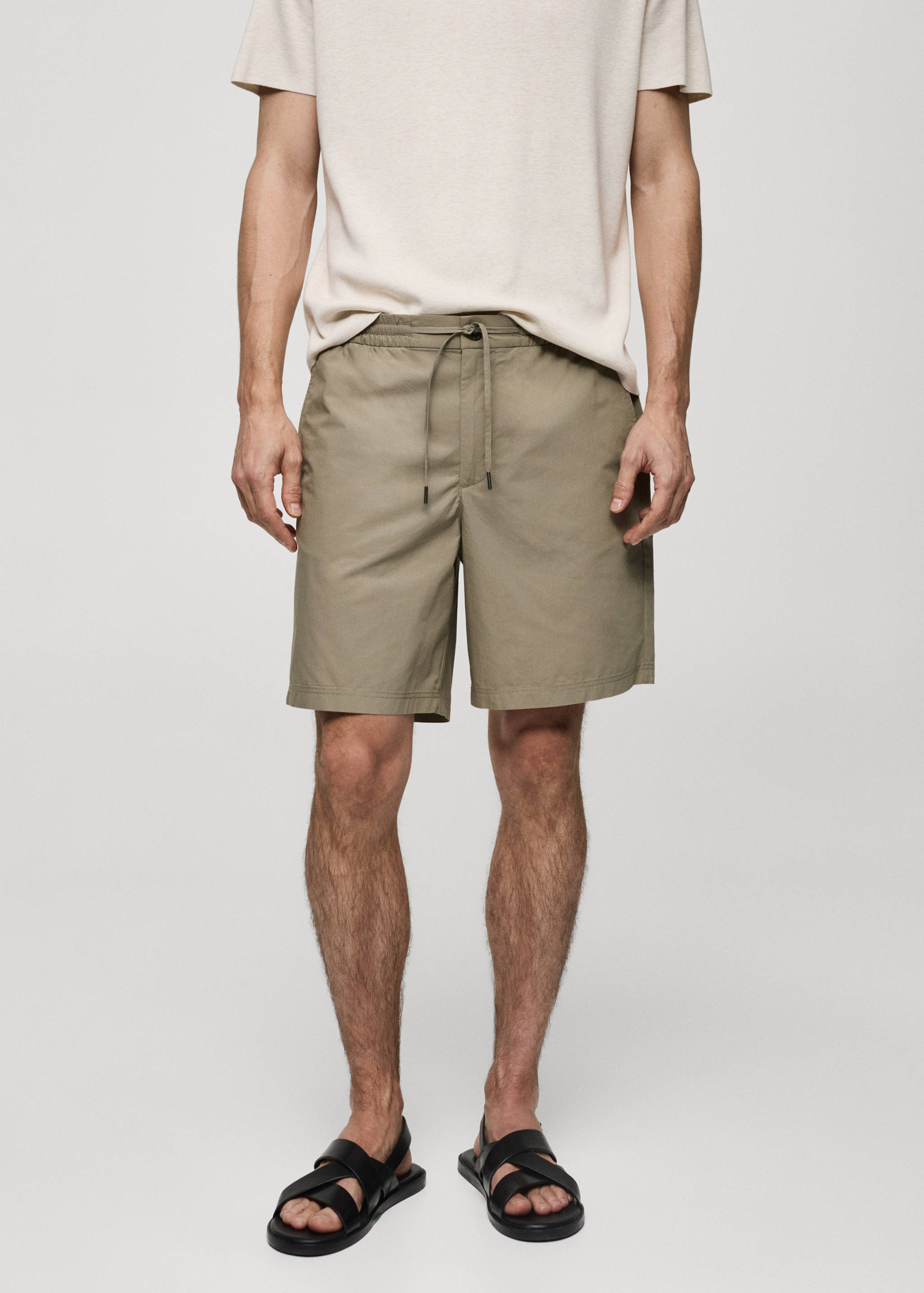 100% cotton bermuda shorts with drawstring - Medium plane