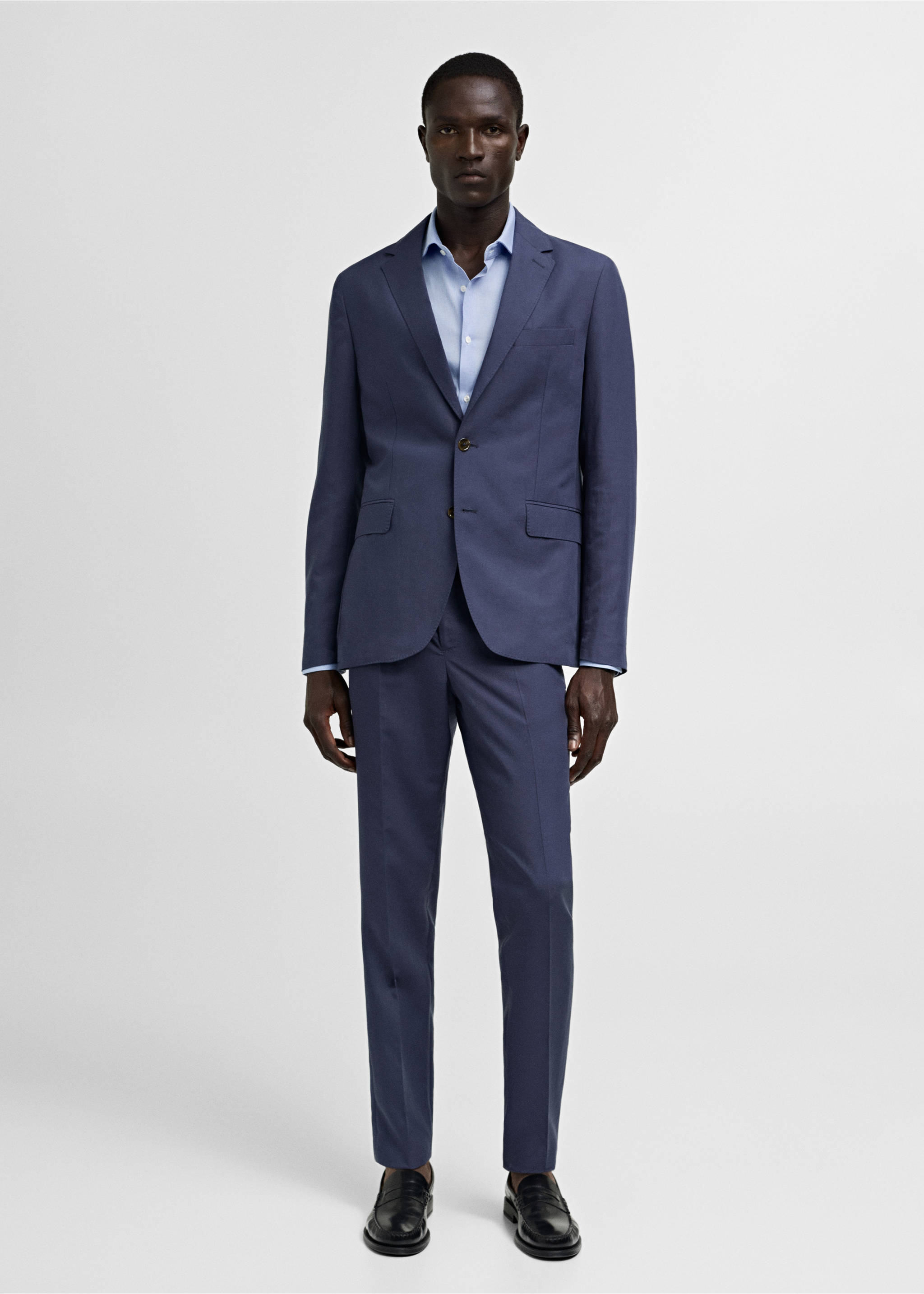 Slim-fit micro-print twill suit shirt - General plane, Sky Blue. Ref: 77040572-00.