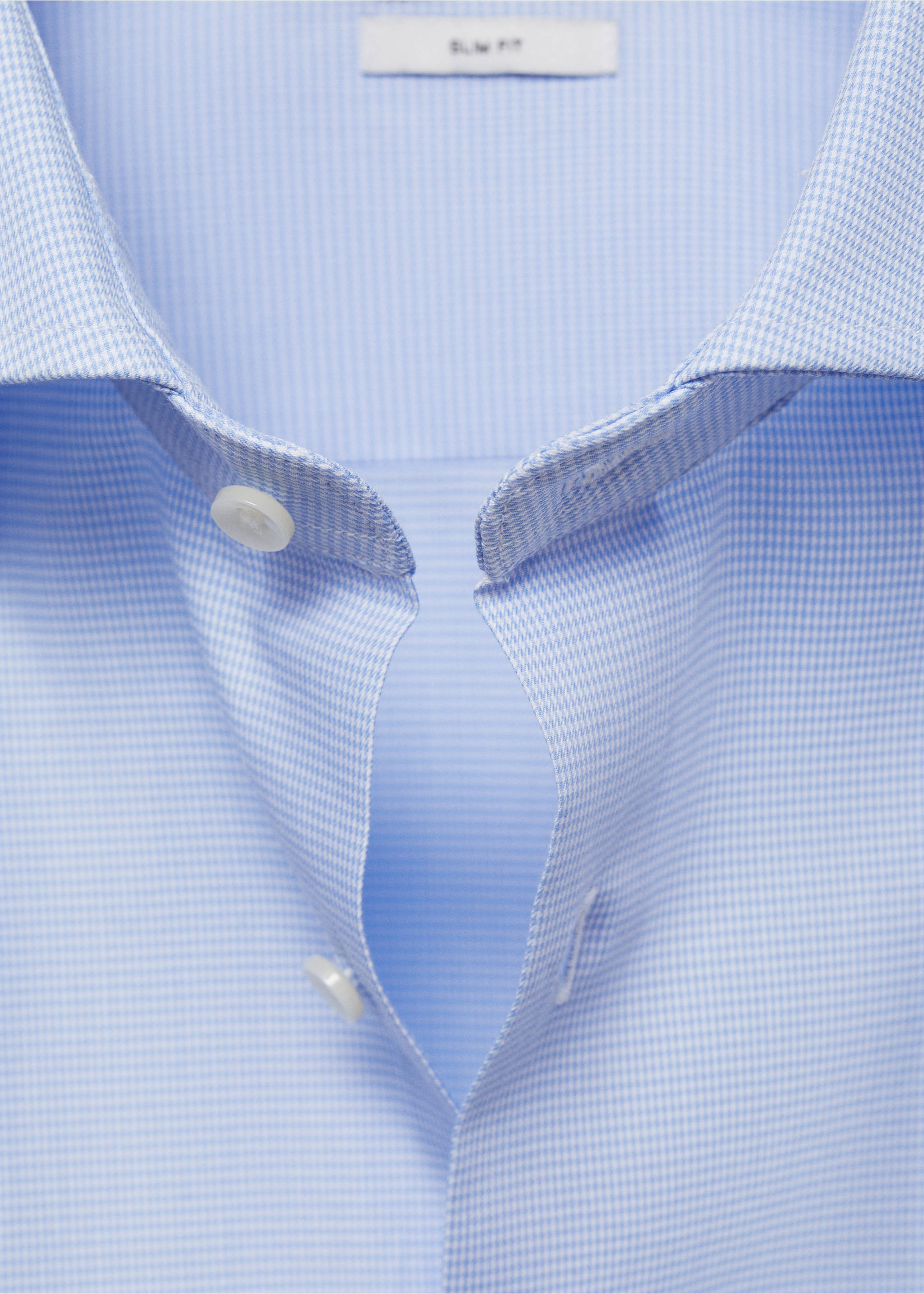 Slim-fit micro-print twill suit shirt - Reverse of the article, Sky Blue. Ref: 77040572-00.
