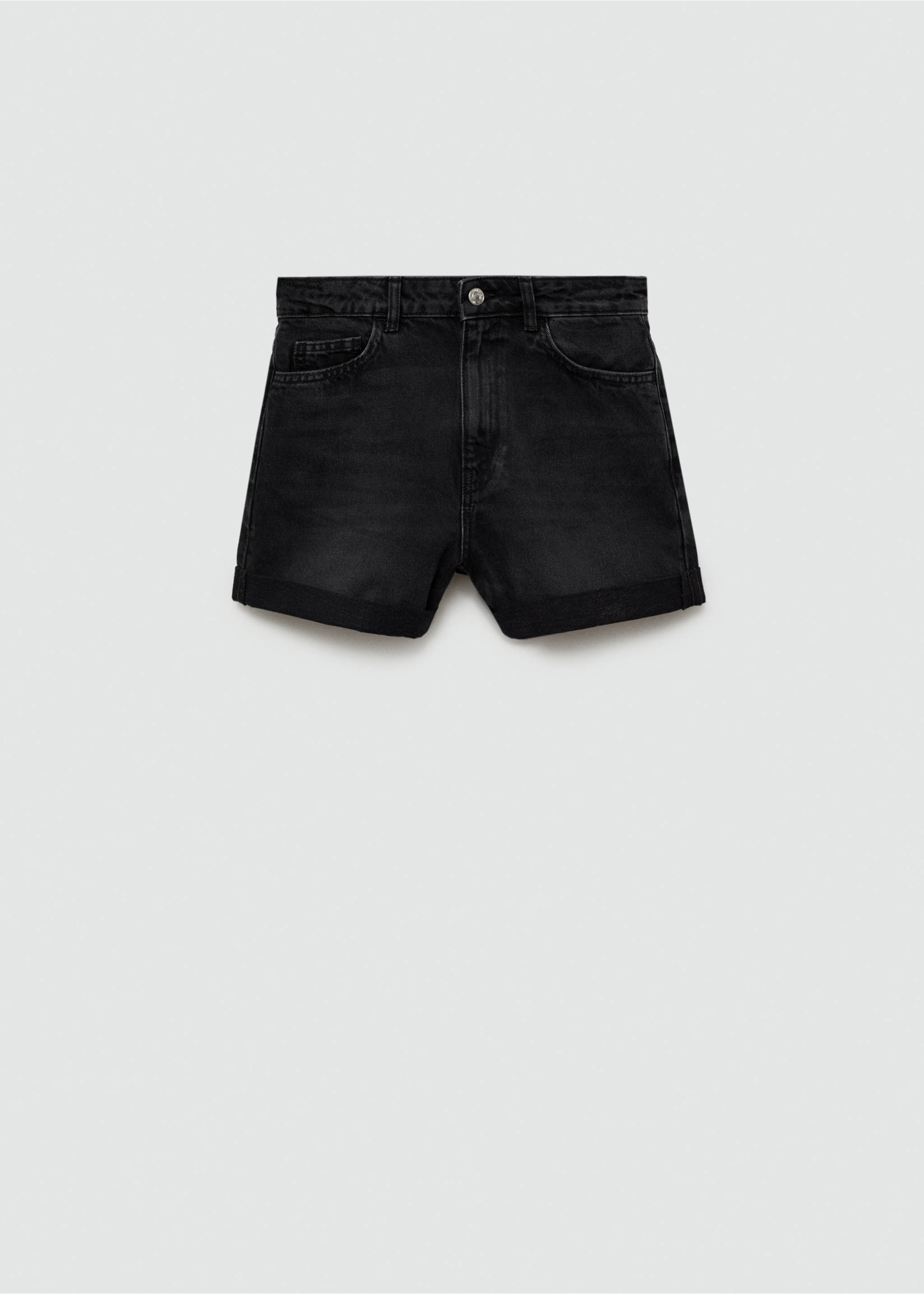 High-waisted mom-fit denim shorts - Article without model, Black denim. Ref: 77040573-00.