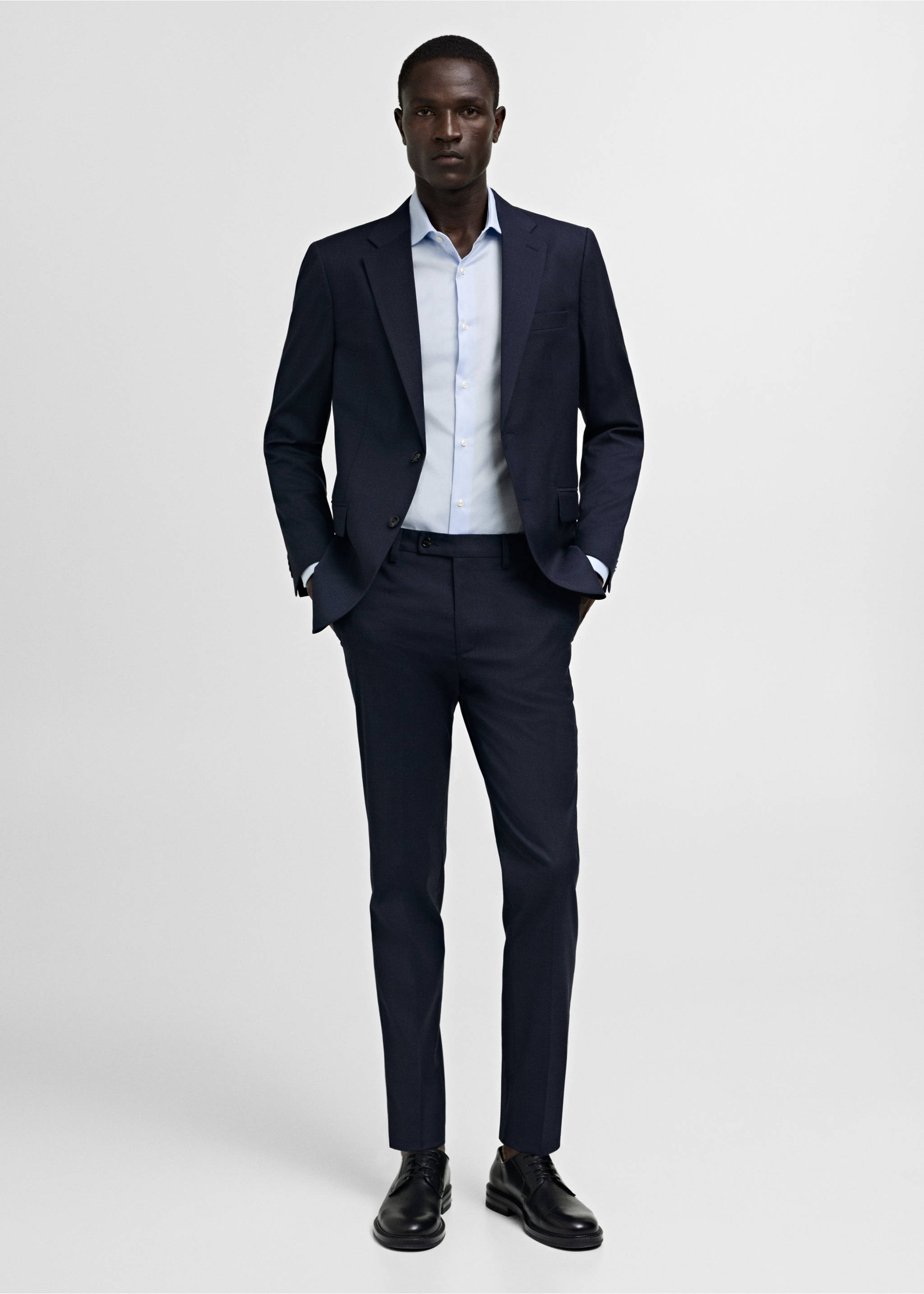 Chemise costume slim fit structurée - Plan général, Bleu ciel. Ref: 77040574-00.