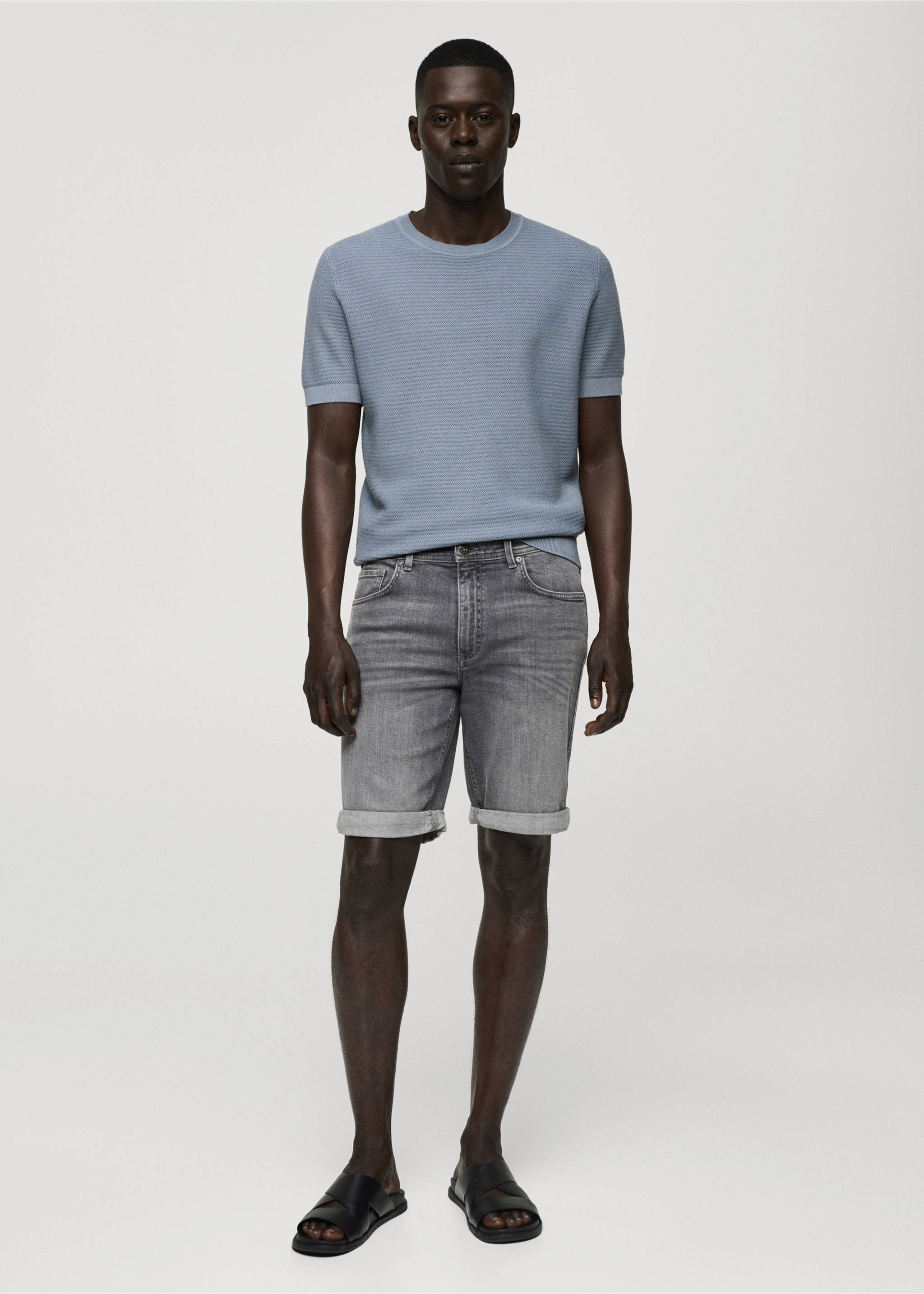 Slim-fit denim bermuda shorts - General plane, Denim Grey. Ref: 77040577-00.