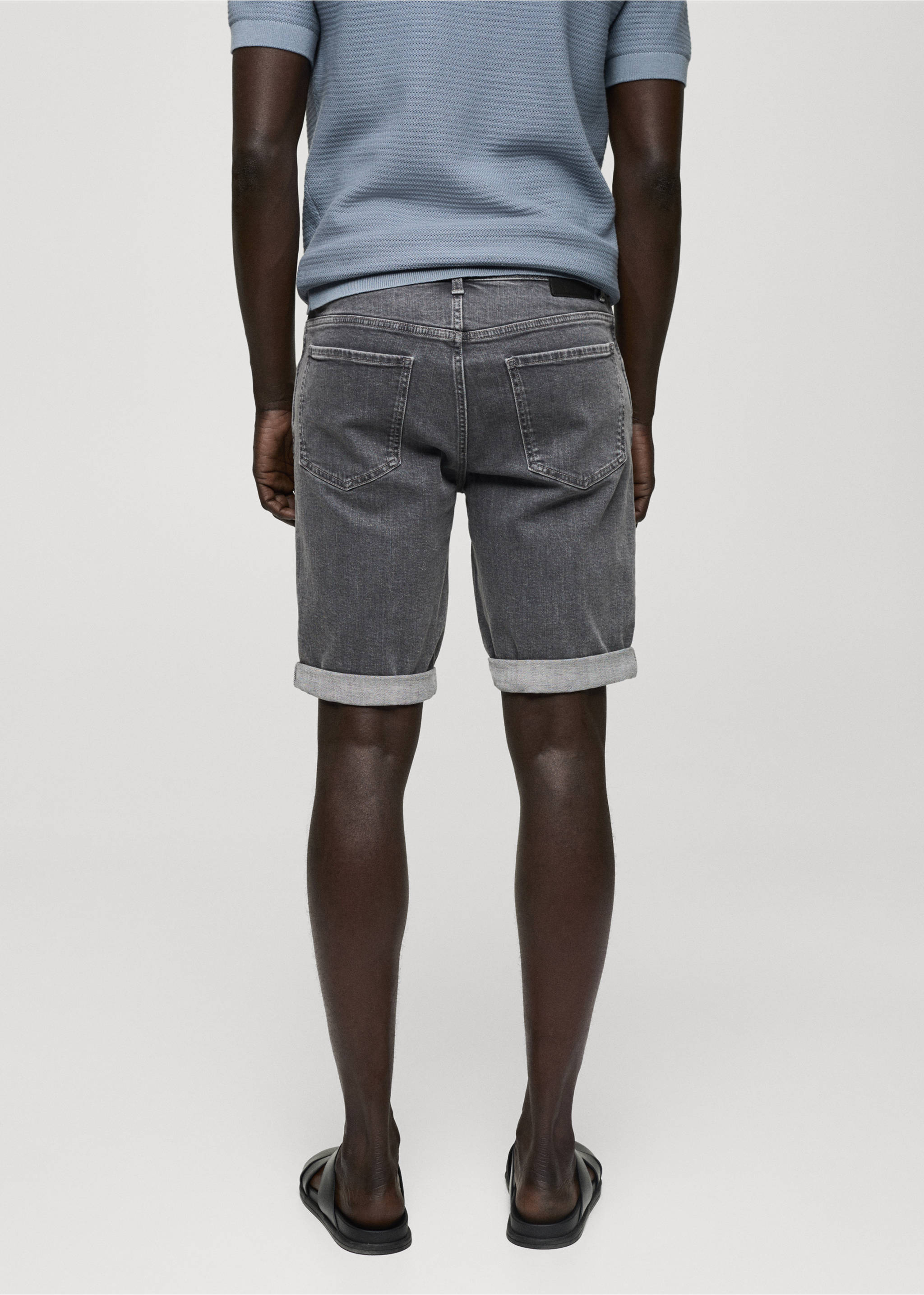 Slim-fit denim bermuda shorts - Reverse of the article, Denim Grey. Ref: 77040577-00.