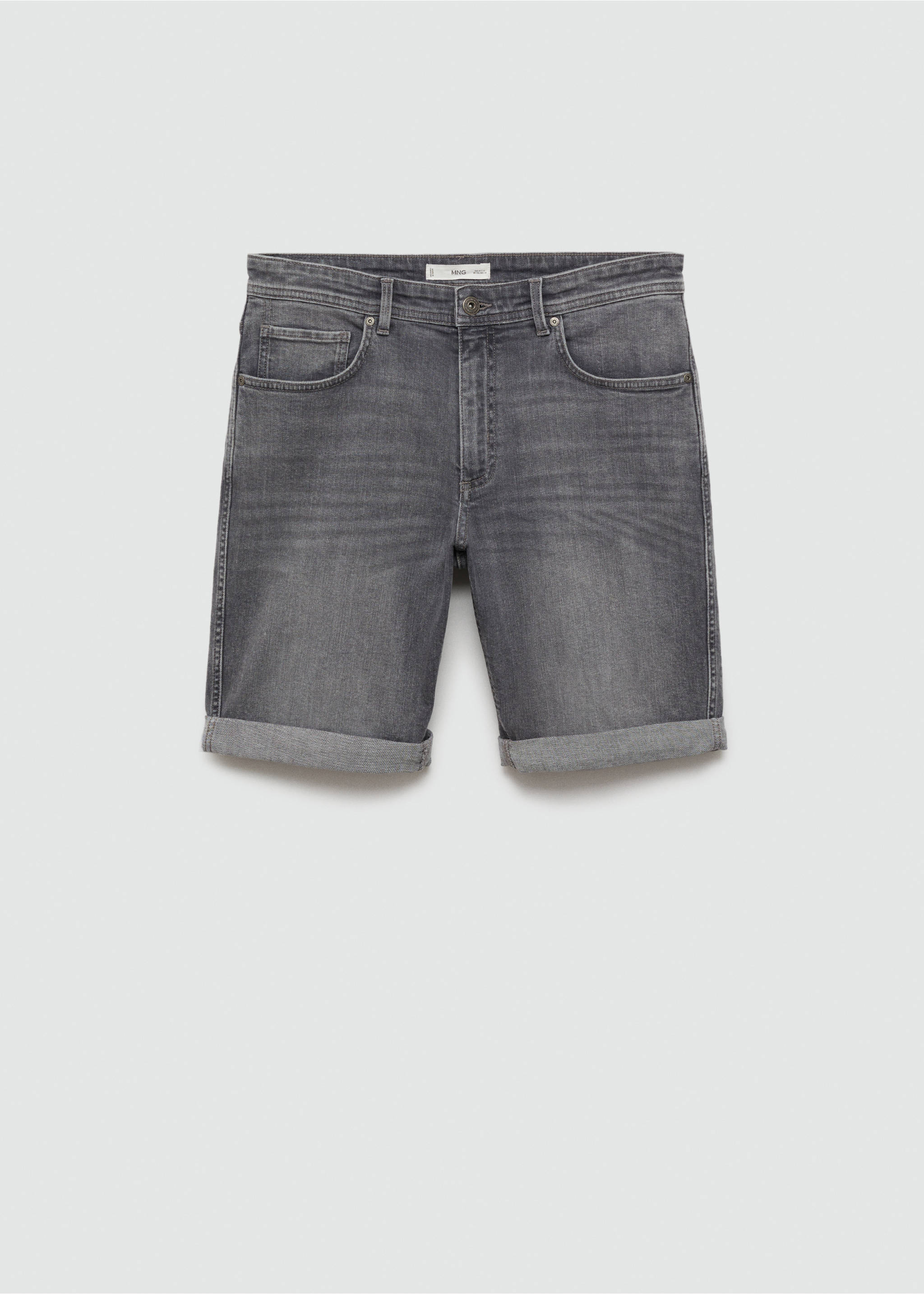 Slim-fit denim bermuda shorts - Article without model, Denim Grey. Ref: 77040577-00.
