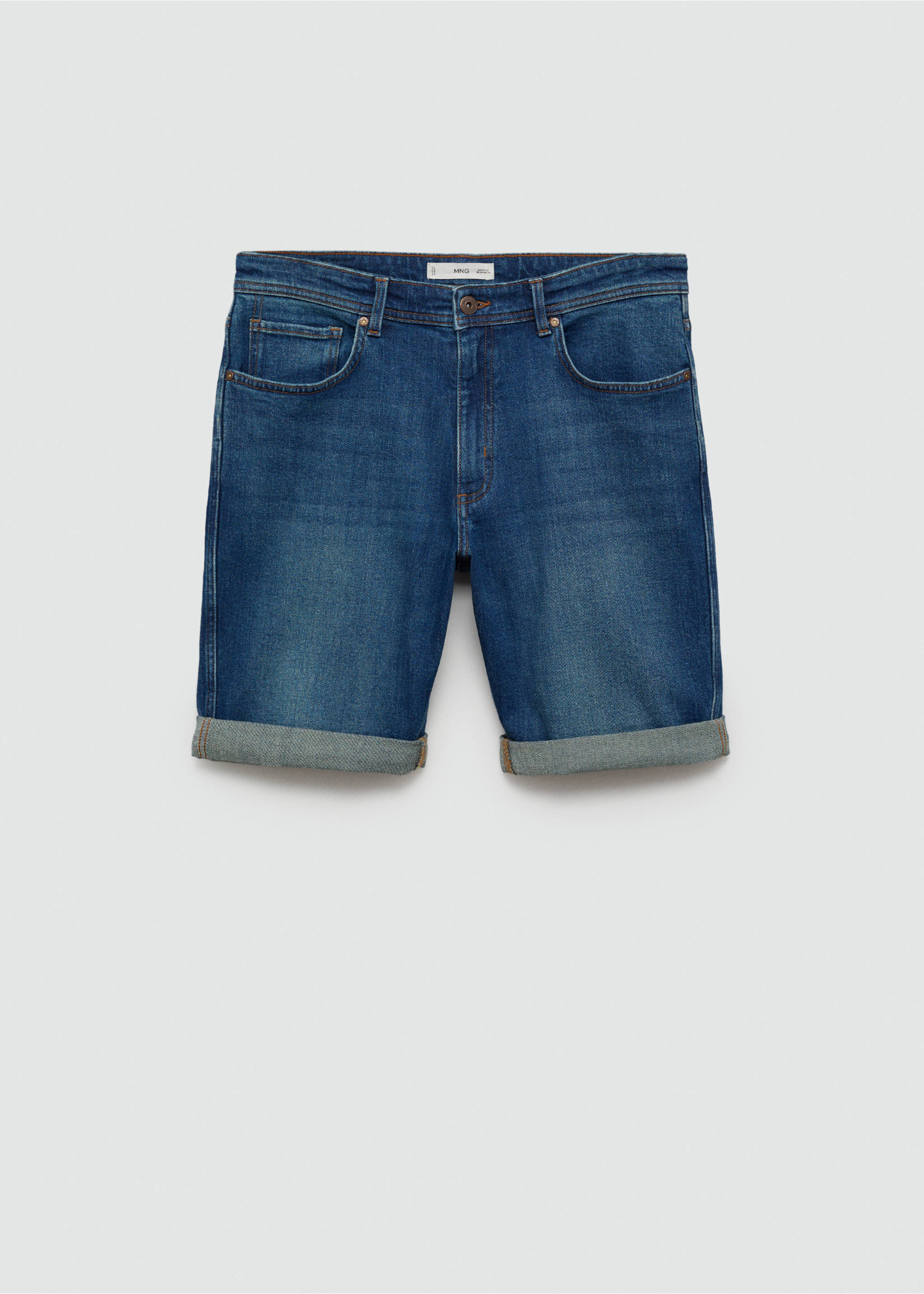 Slim-fit denim bermuda shorts - Article without model, Dark Blue. Ref: 77040578-00.