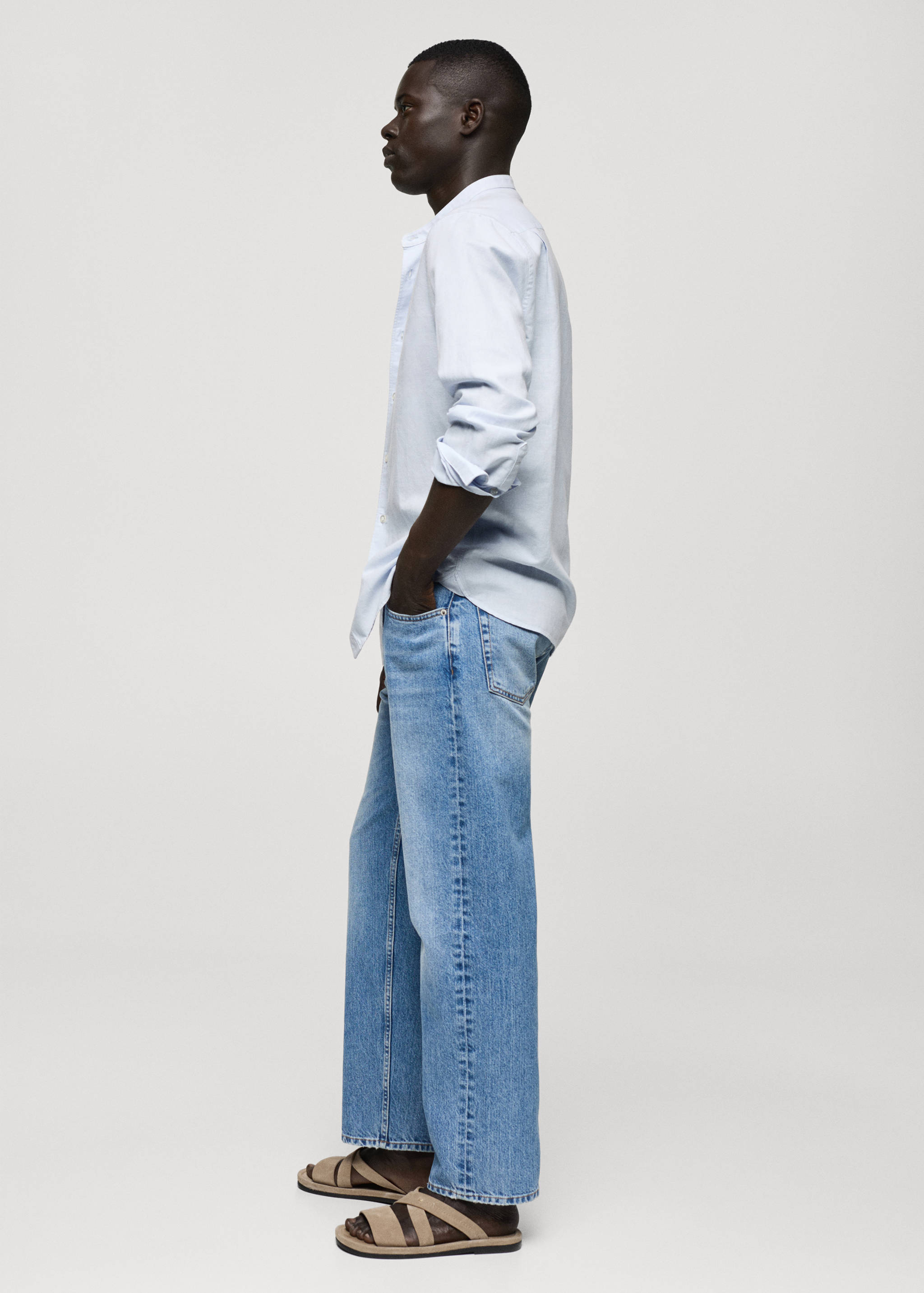 Koszula lniana classic fit ze stójką - Szczegóły artykułu 2