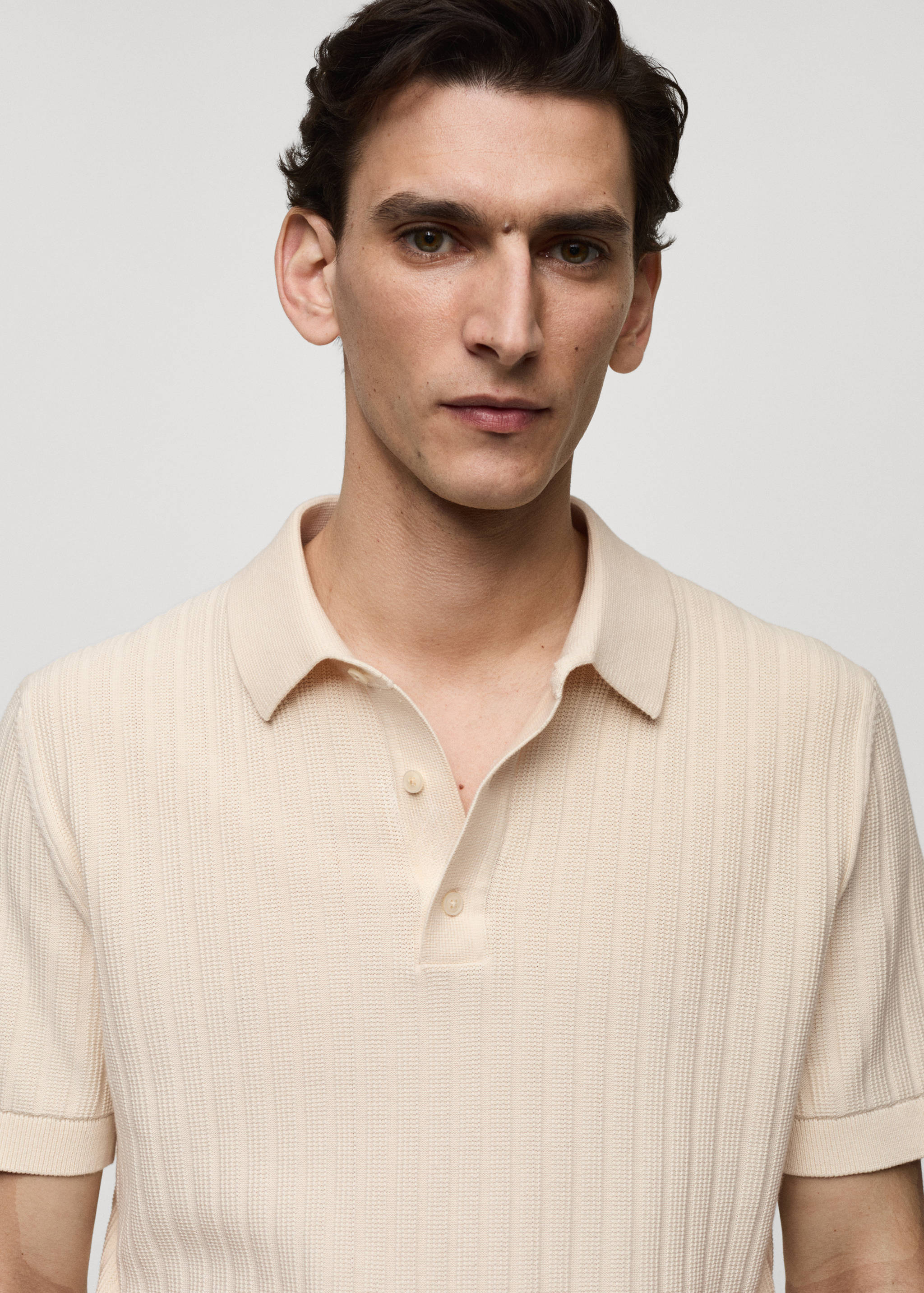 100% cotton micro-structure polo shirt - Details of the article 1