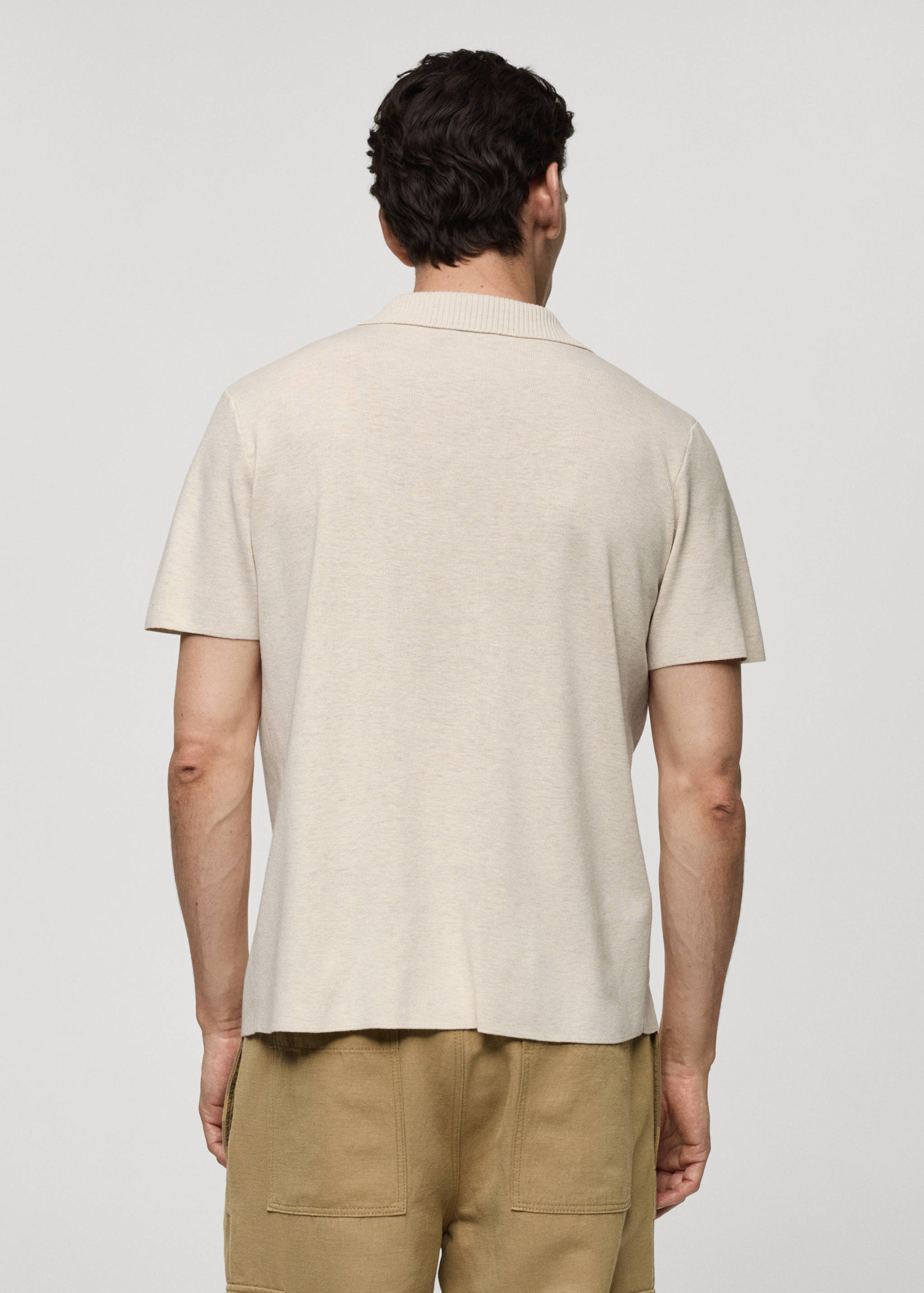 Textured knitted cotton polo shirt - Reverse of the article