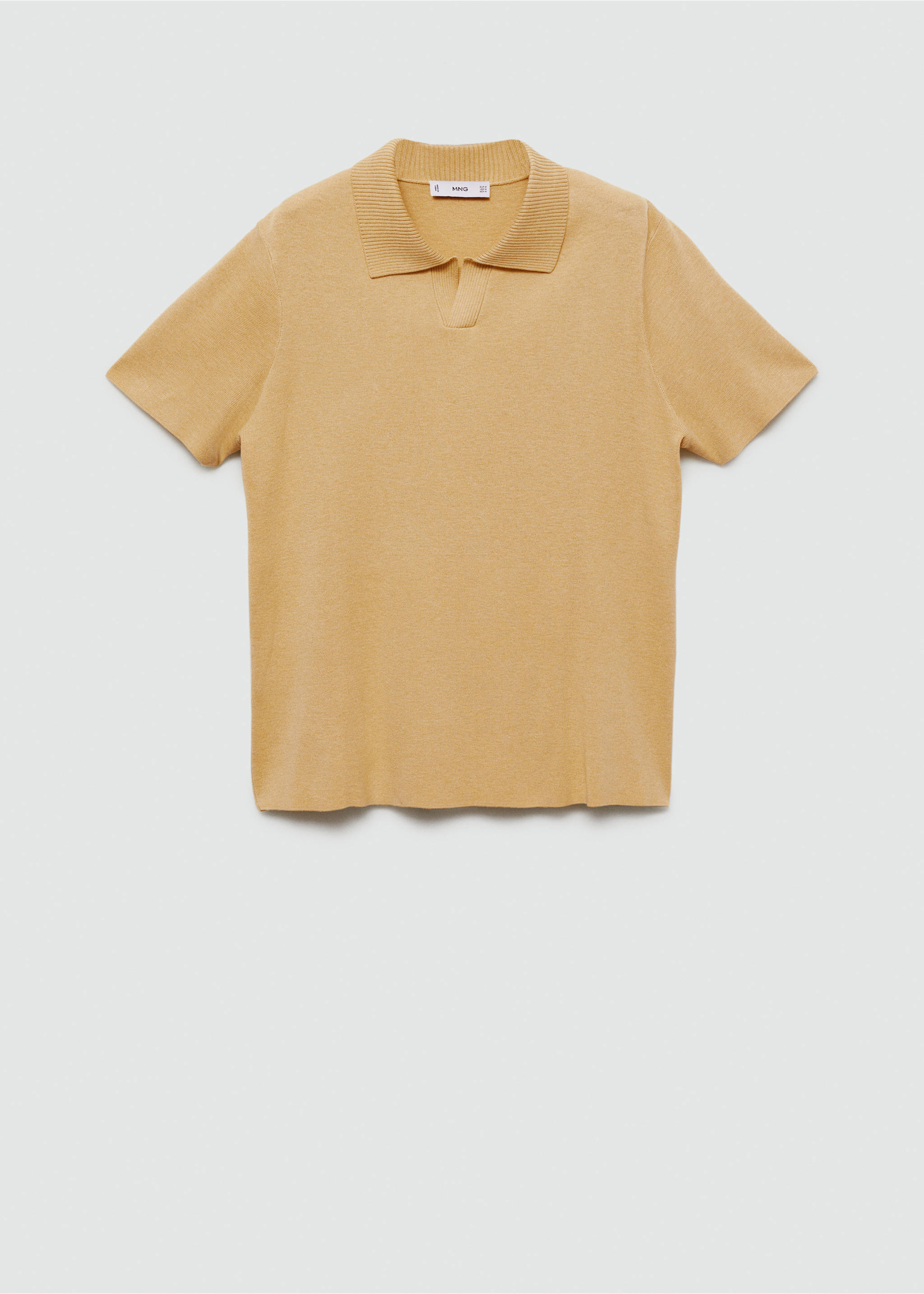 Textured knitted cotton polo shirt - Article without model, Mustard. Ref: 77040587-00.