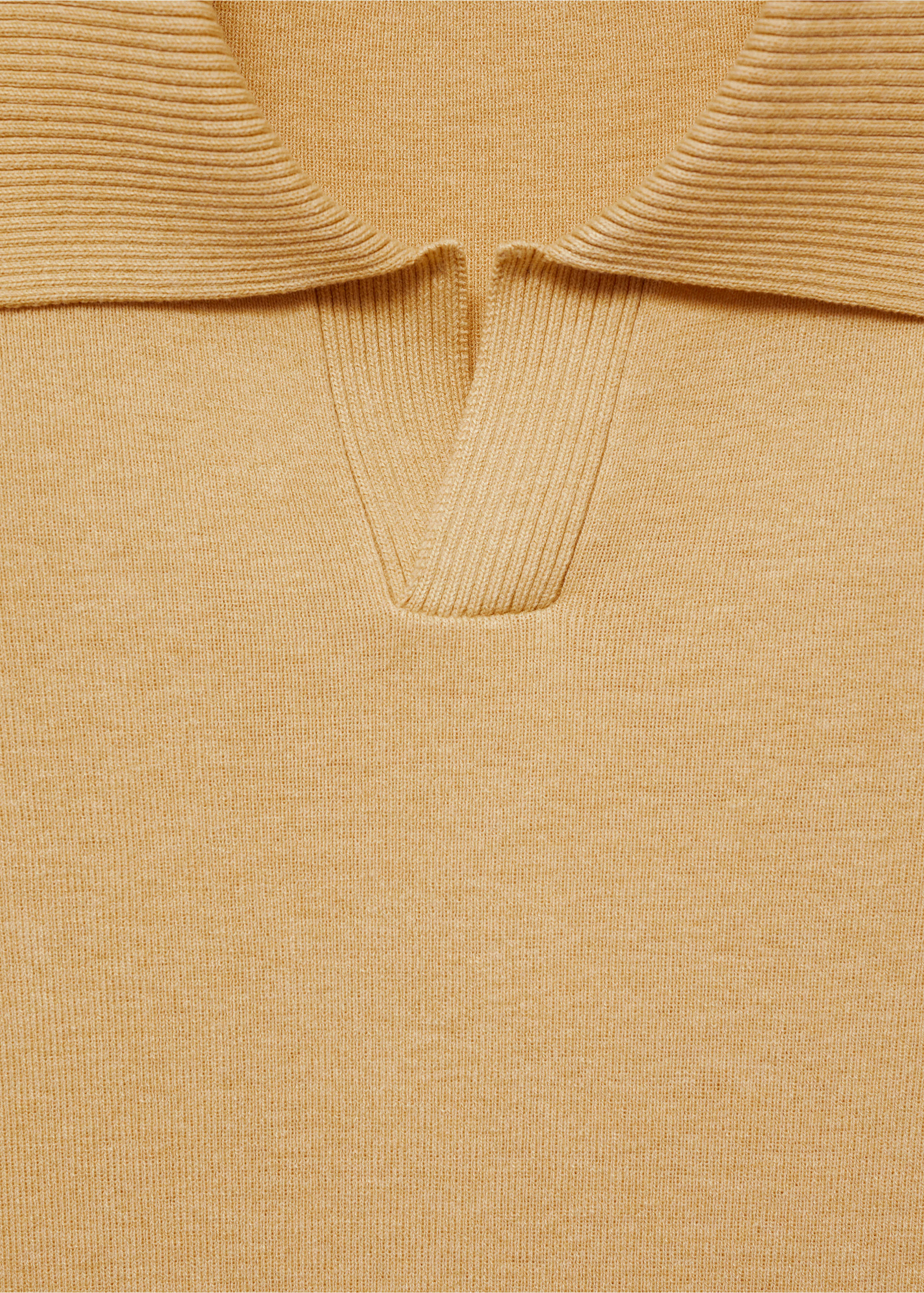 Textured knitted cotton polo shirt - Details of the article 8, Mustard. Ref: 77040587-00.
