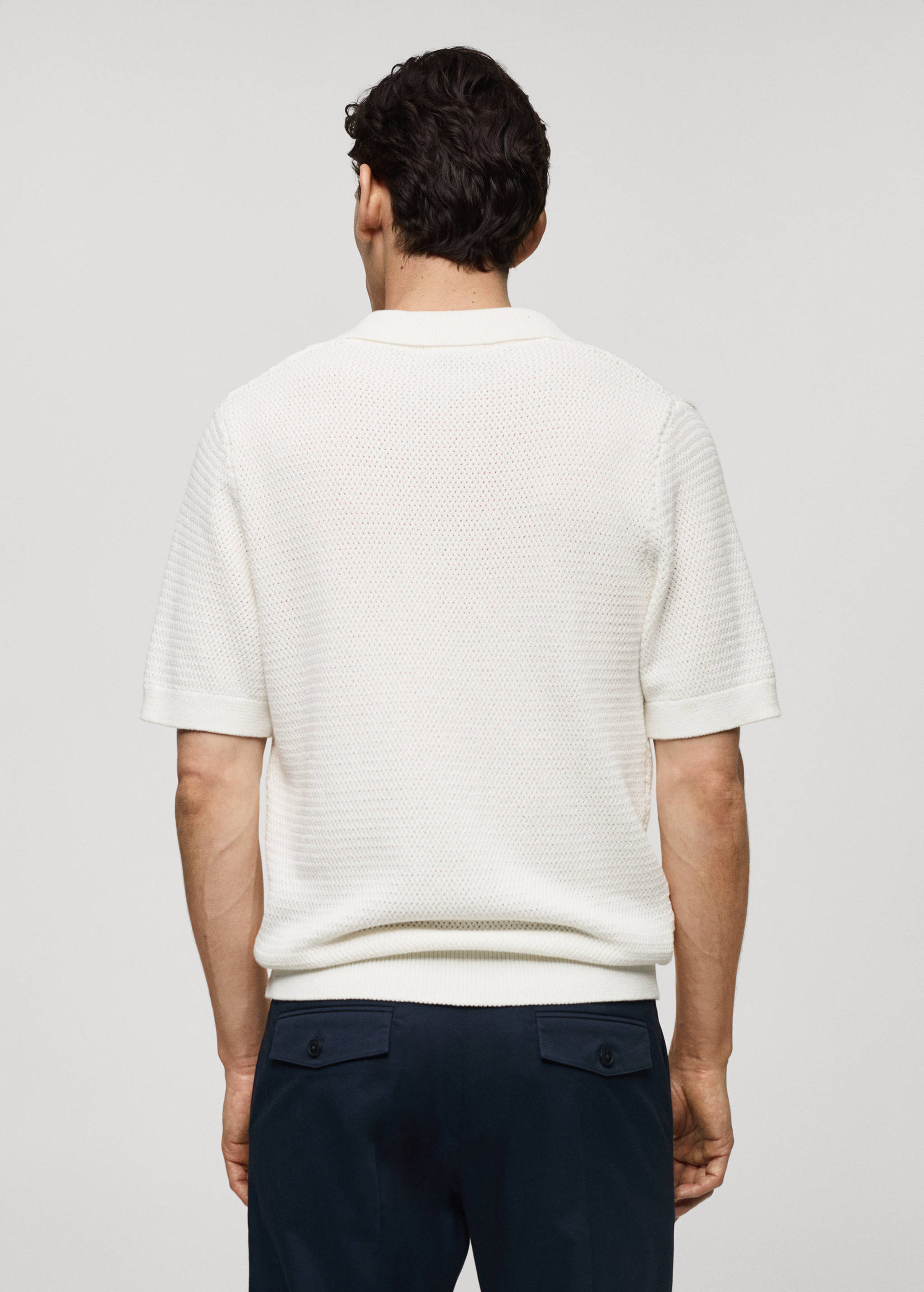 Openwork cotton knitte polo shirt - Reverse of the article