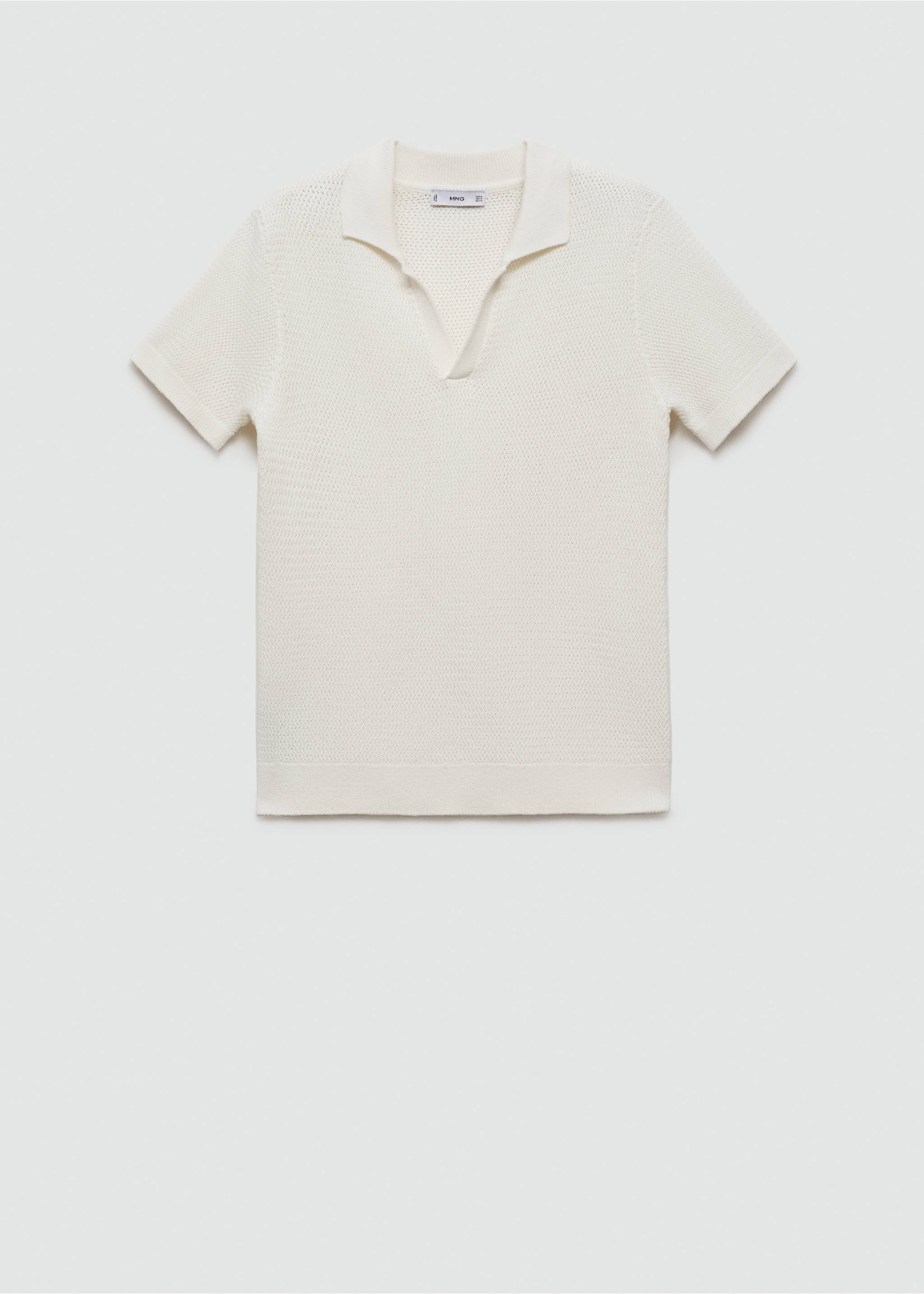 Openwork cotton knitte polo shirt - Article without model, Off White. Ref: 77040588-00.
